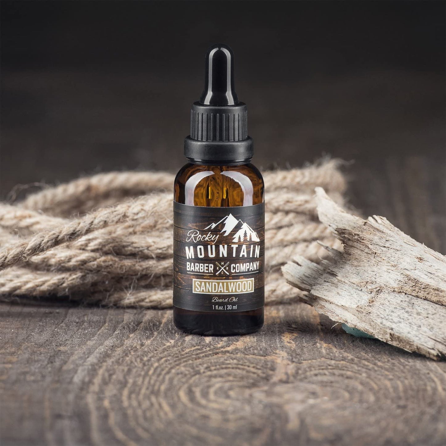 Rocky Mountain Barber Company Men’s Sandalwood Beard Oil Featuring Grapeseed Oil, Coconut Oil, Argan Oil and Real Sandalwood Essential Oil Beauty & Personal Care Rocky Mountain Barber Company