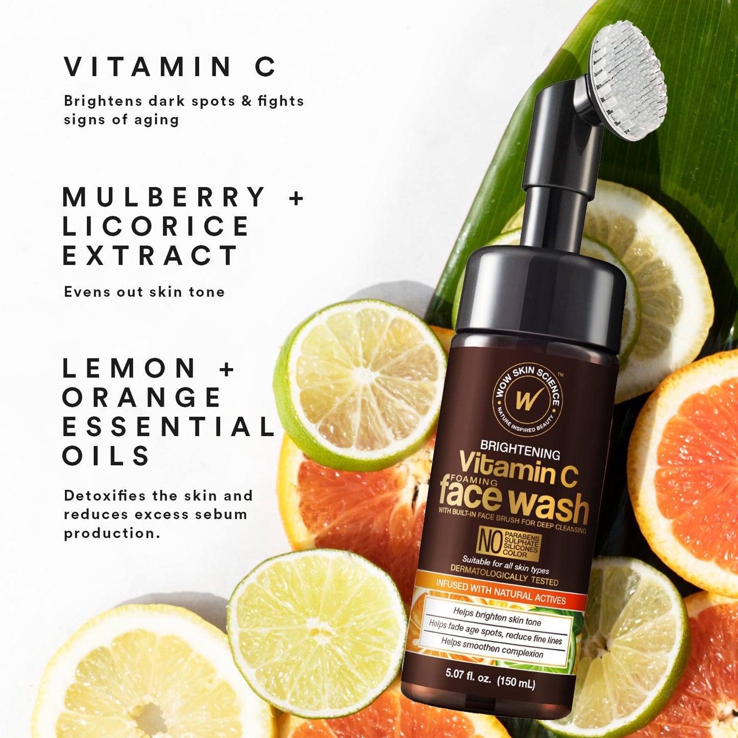 WOW Skin Science Vitamin C Face Wash & Brush 5.07 oz Beauty & Personal Care WOW Skin Science