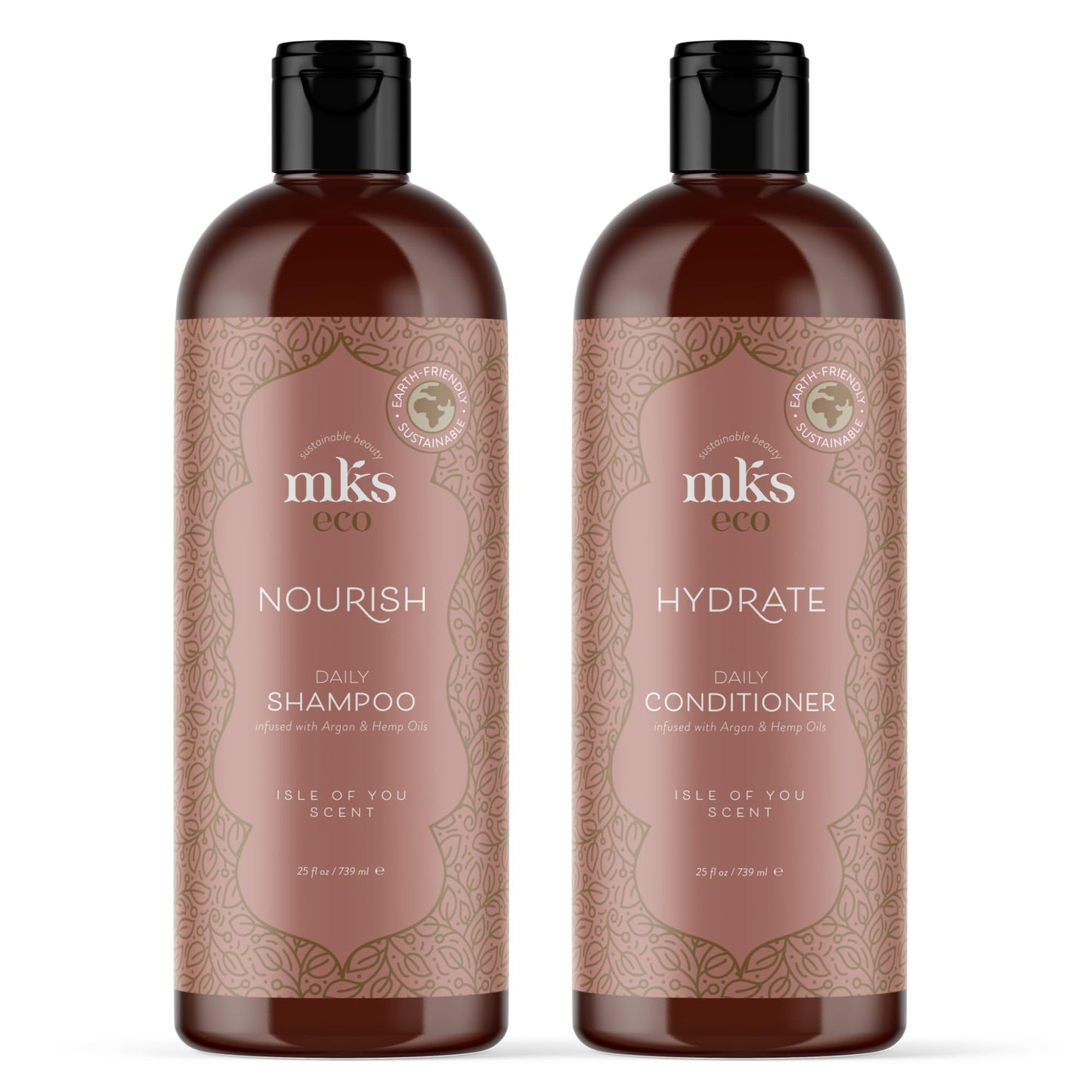 Earthly Body MKS eco Nourish Shampoo, Isle of You (25 fl oz) + MKS eco Hydrate Conditioner, Isle of You (25 fl oz) - Moroccan Argan Oil, Hemp Seed Oil Beauty & Personal Care Earthly Body
