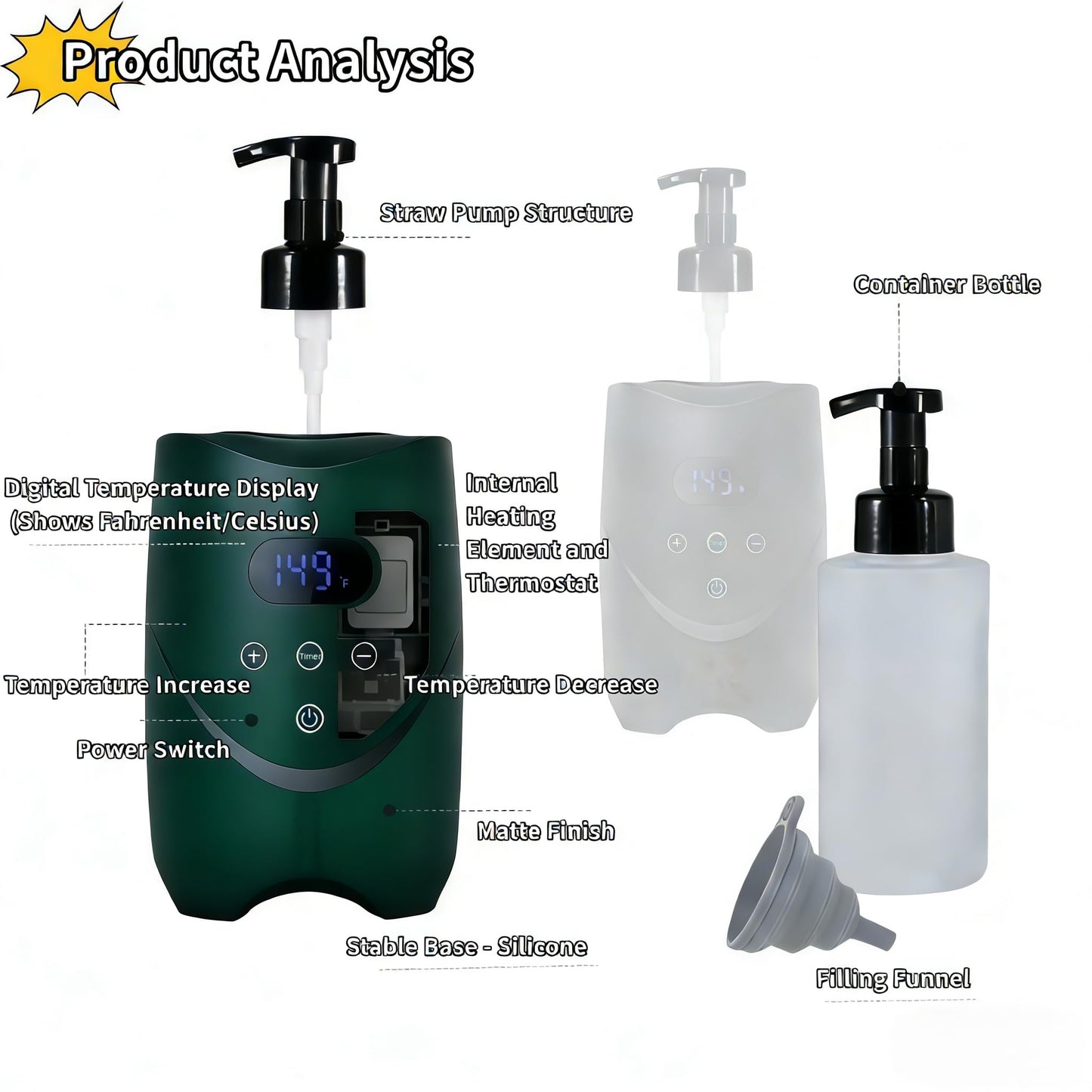 JOJOCOSMO Professional Hot Lather Machine, Fast Heating Shaving Cream Warmer with 1-24H Timer,°F/°C Display, 2 Detachable Bottles for Shaving, Barber Beauty and Personal Care JOJOCOSMO