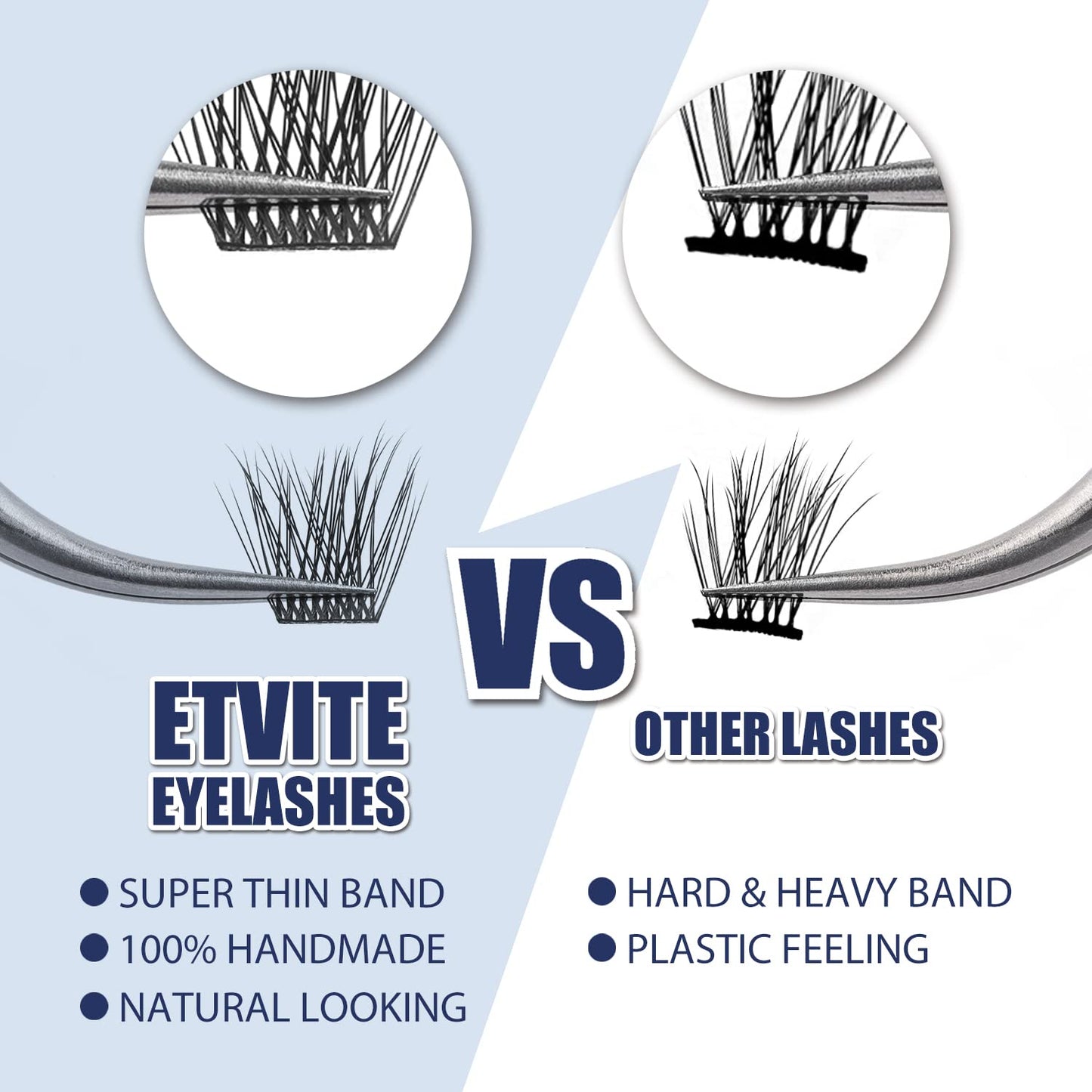 ETVITE DIY Eyelash Extension Lash Clusters Individual Lashes, 48 Clusters 3D Effect C Curl, Natural Look Reusable Soft Feather Light Volume 10mm Beauty & Personal Care ETVITE