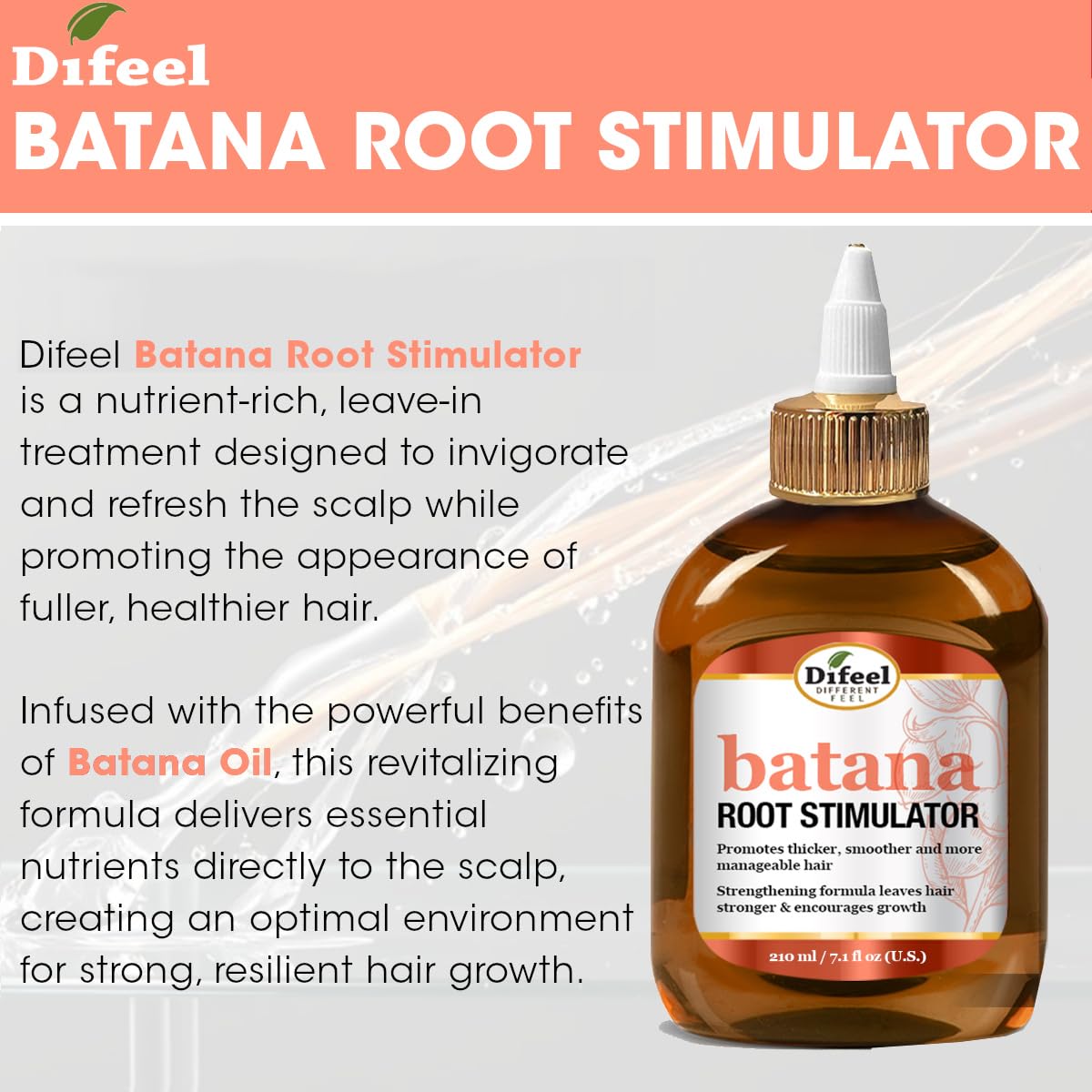 Difeel Batana Root Stimulator 2.5 oz. (Travel Size) - Batana Oil Hair Treatment, Revitalize & Nourish Hair