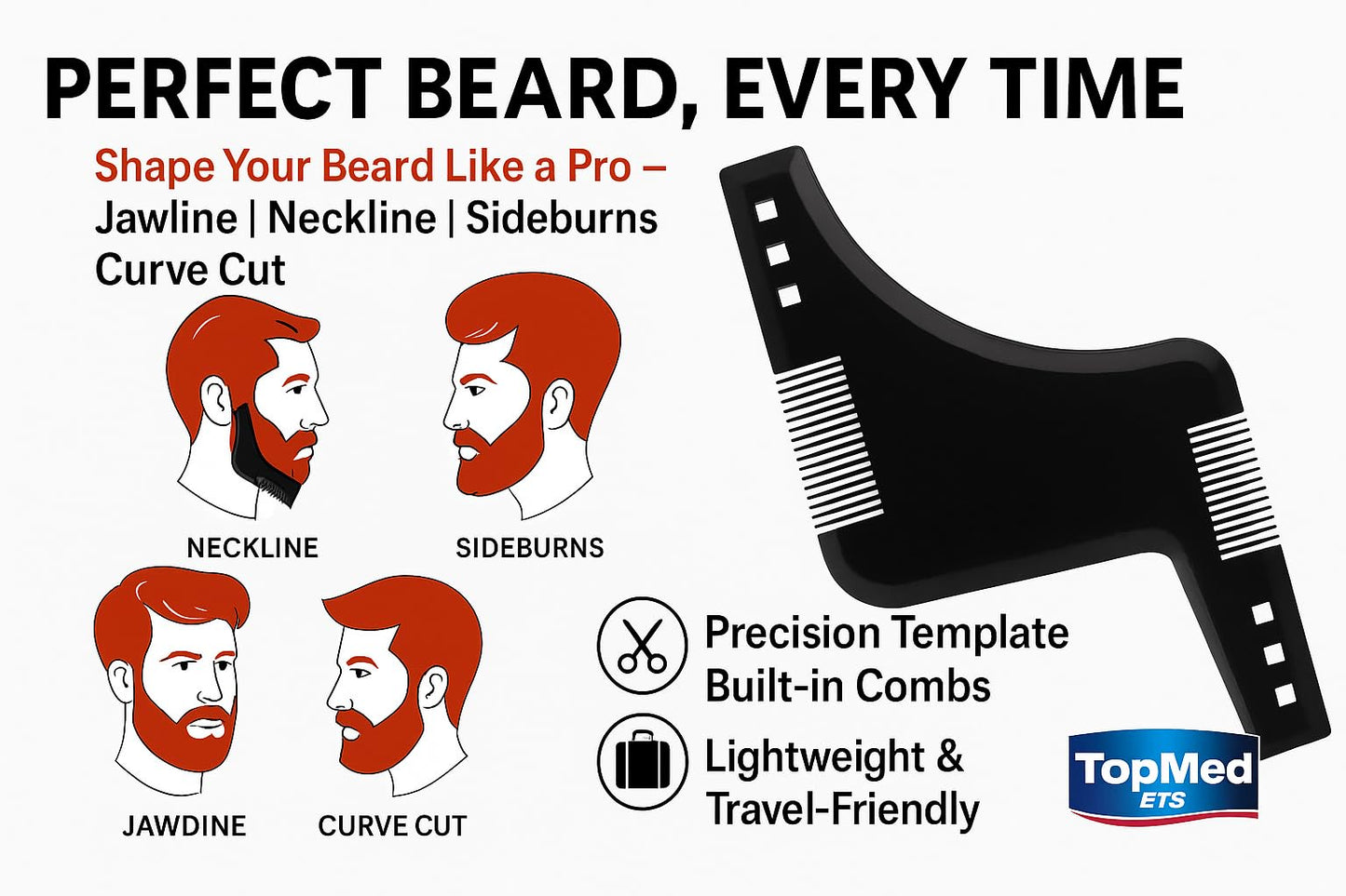 Beard Comb Beard Hair Comb Beauty and Personal Care TOPMED ETS