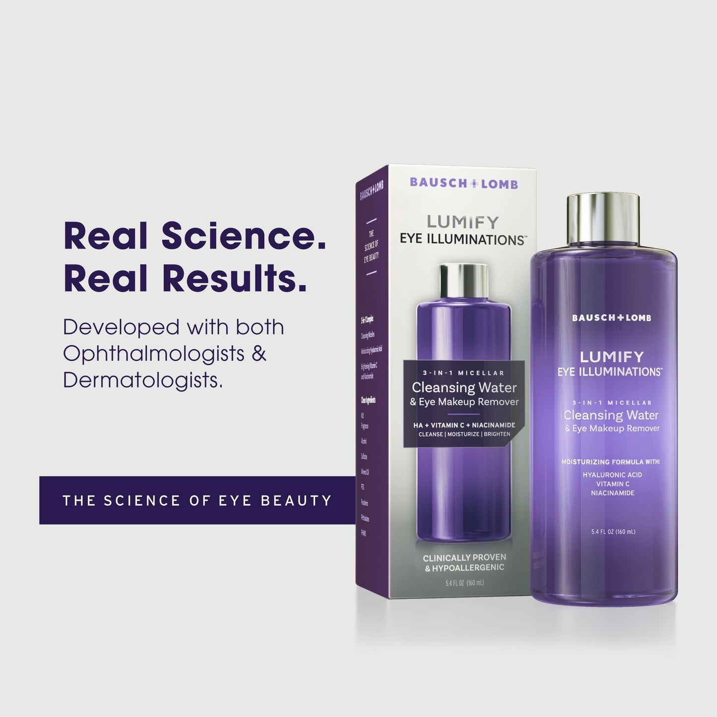LUMIFY Eye Illuminations Cleansing Water & Eye Makeup Remover, 3-in-1 Micellar Water Contains Hyaluronic Acid, Vitamin C & Niacinamide, 5.4 Oz Beauty & Personal Care LUMIFY
