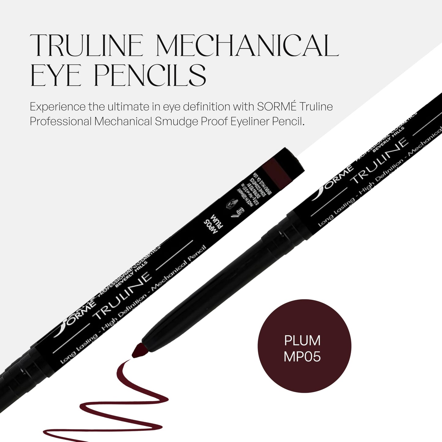 SORMÉ Truline Professional Mechanical Smudge Proof Eyeliner Pencil - Vitamin E Waterproof Gel Formula with Finest Color Pigment & Ultra Creamy… Beauty & Personal Care SORMÉ