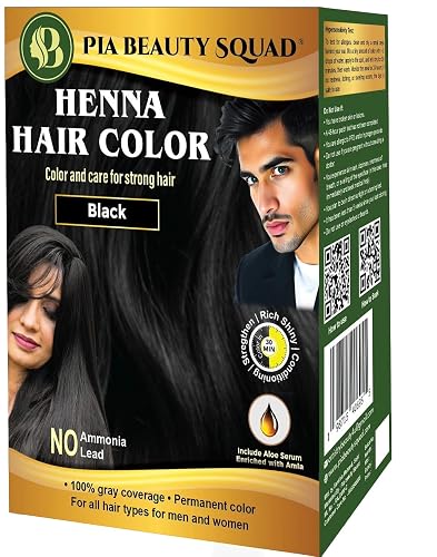 PIA Beauty Henna Hair Color Kit - Black - 30 Minute Ayurvedic Hair Dye with Serum - 100% Grey Coverage |Color mix+ Shine Serum | For Men & Women Beauty & Personal Care Pia beauty squad
