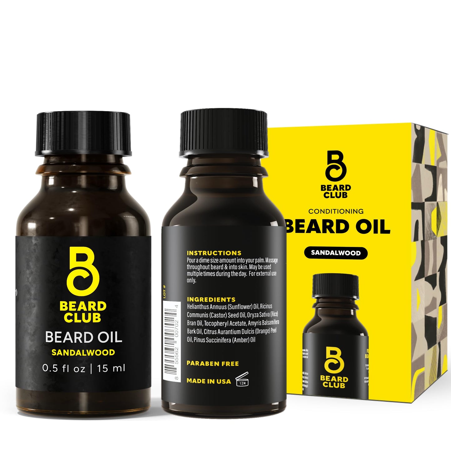The Beard Club Premium Sandalwood Beard Oil for Men - Natural Castor & Sunflower Seed Oils - Beard & Mustache Conditioner - Hydrates, Moisturizes Beauty and Personal Care The Beard Club