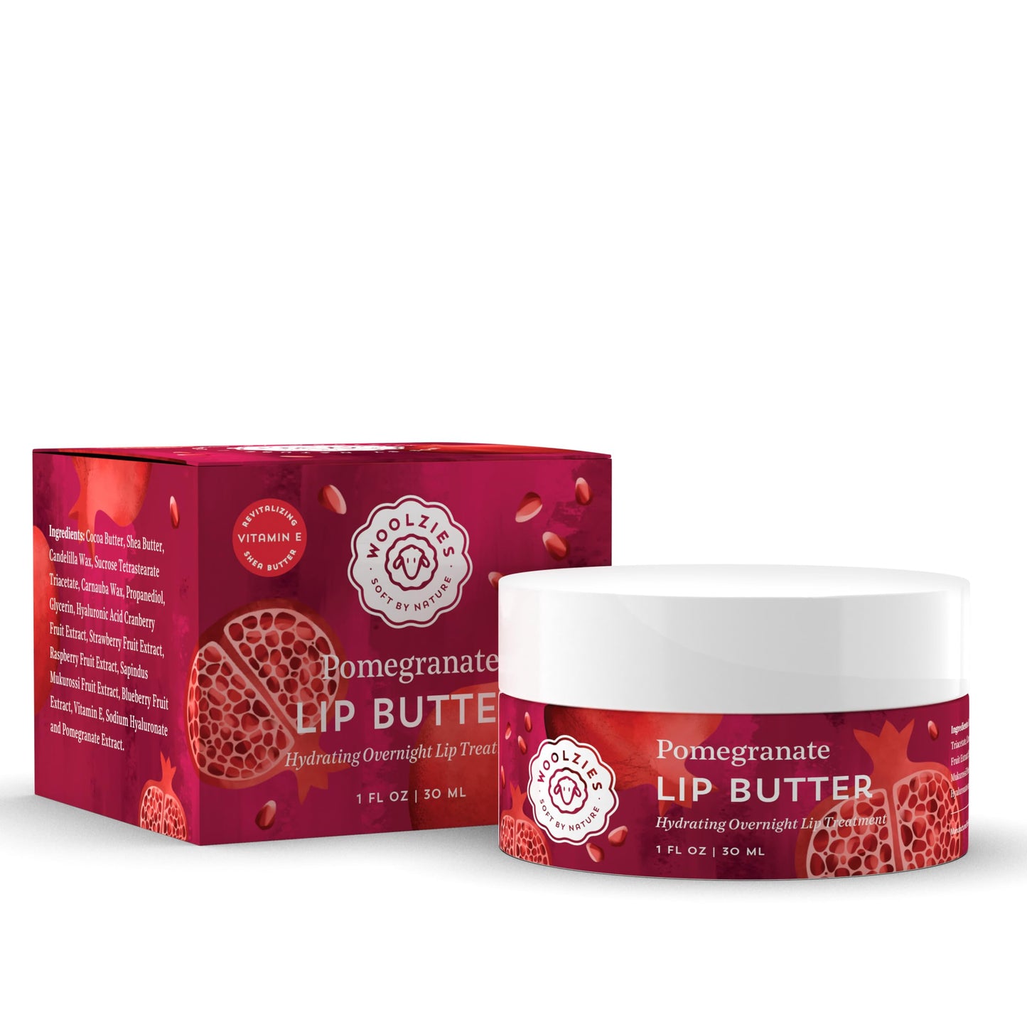 Hydrating Lip Mask with Hyaluronic Acid - Overnight Treatment for Soft, Smooth Lips - Shea Butter, Vitamin E & Natural Oils - 1 oz Jar (1 Ounce Beauty and Personal Care Woolzies