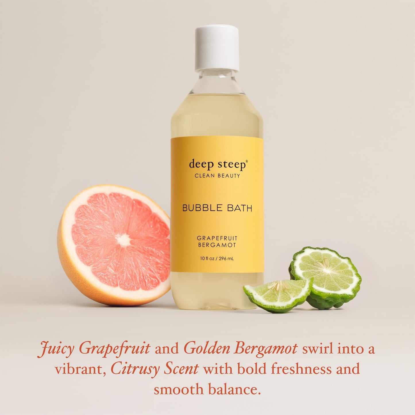 Deep Steep Bubble Bath, Grapefruit Bergamot, 10 oz - Soothing Soak with Shea Butter, Argan Oil, Aloe Vera & Coconut Oil - Vegan, Sulfate-Free Beauty and Personal Care Deep Steep