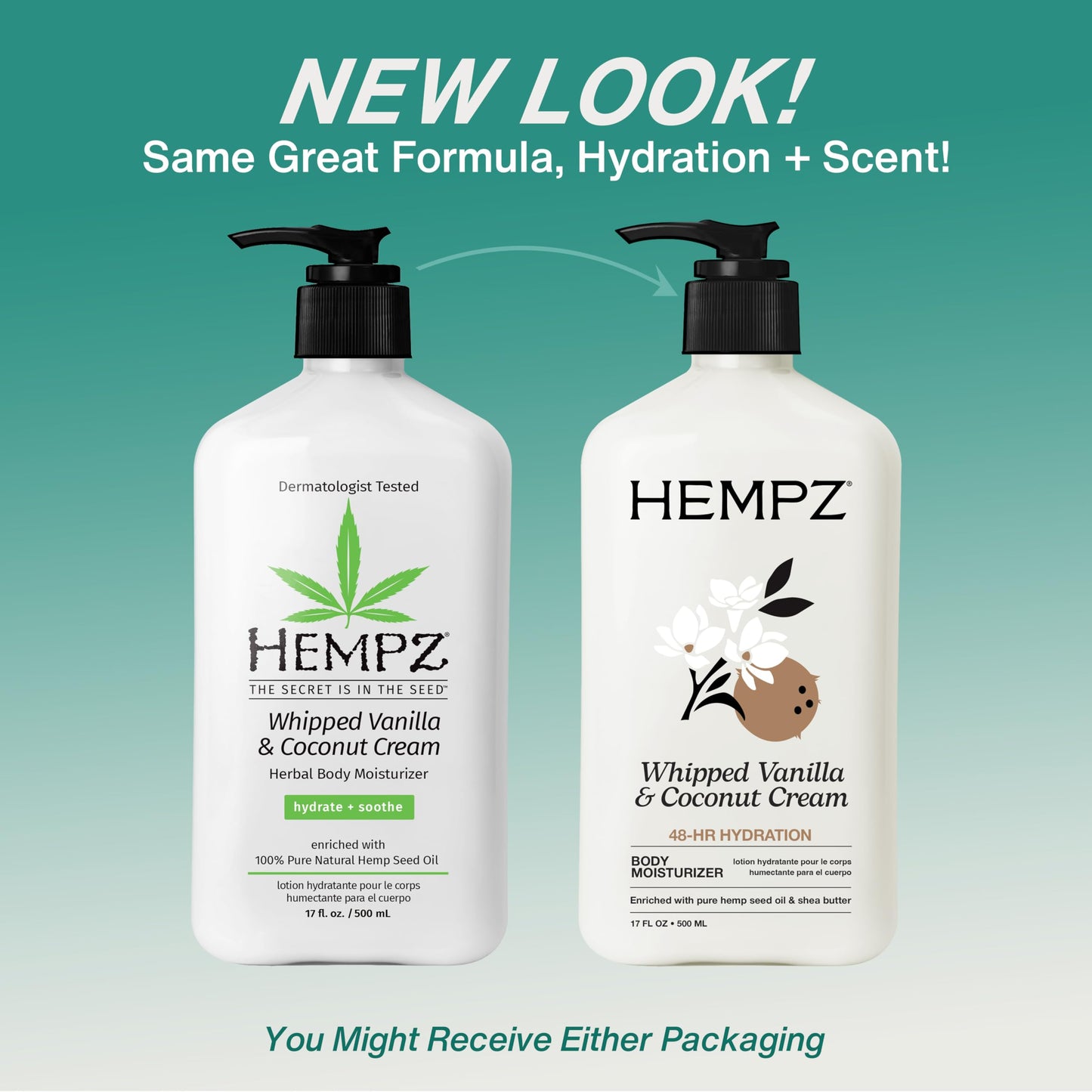 Hempz Whipped Vanilla & Coconut Cream Body & Hand Lotion, Vegan Formula, for Men or Women, 17 oz. Beauty & Personal Care Hempz
