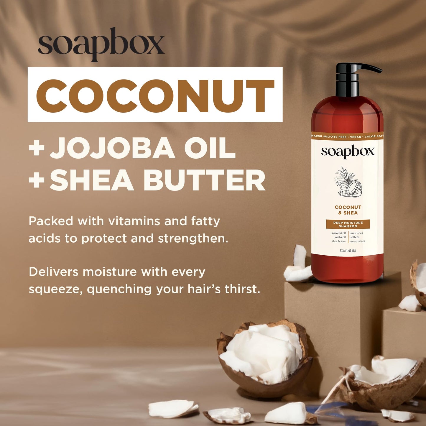 Soapbox Shampoo and Conditioner Set with Coconut Oil, Jojoba Oil, Aloe and Shea Butter to Moisturize and Nourish for All Hair Types, 1 Liter Each Beauty & Personal Care Soapbox