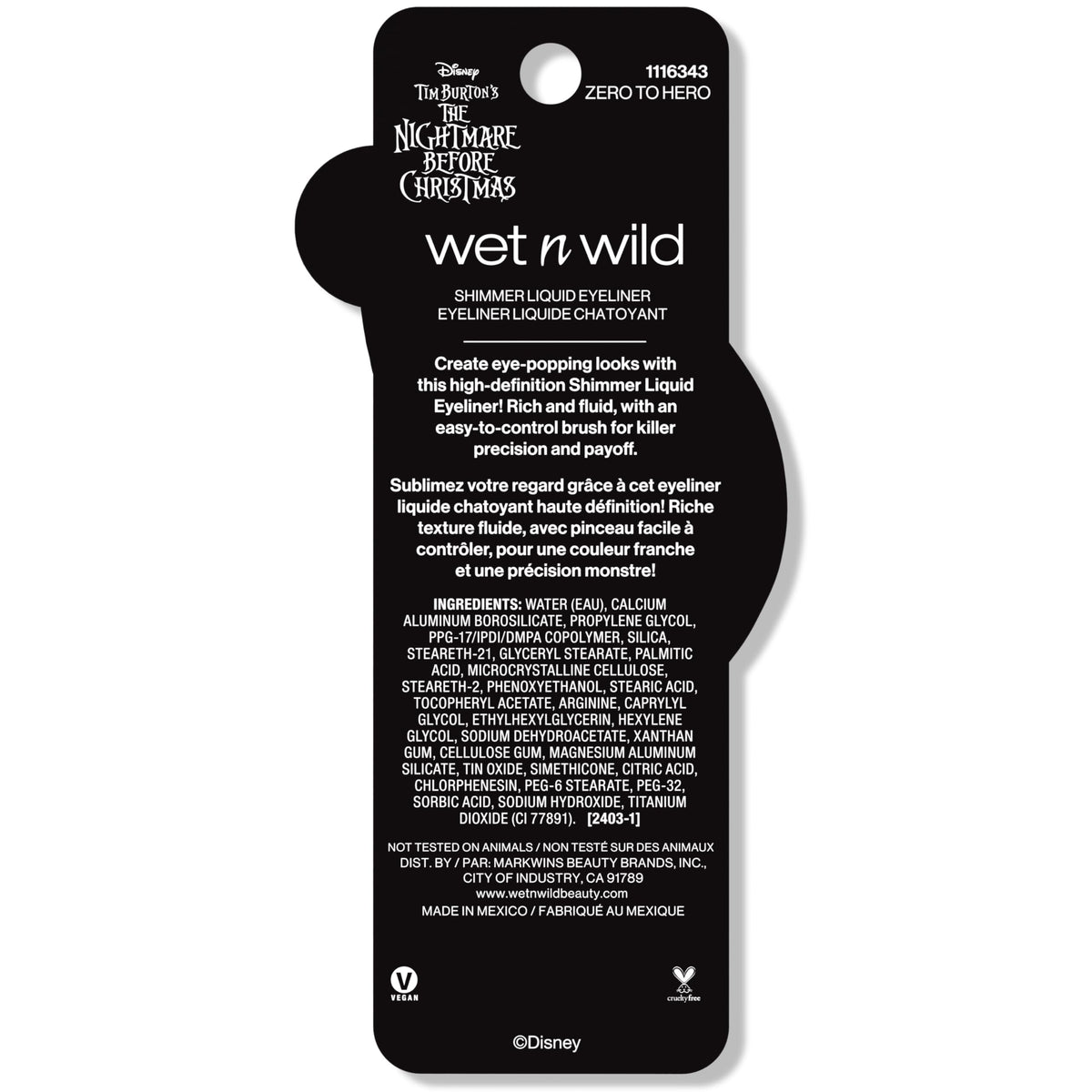 wet n wild Nightmare Before Christmas Liquid Eyeliner, Buildable Semi-Sheer Glitter Formula, Rich Pigmentation, Easy Precision Flexible Brush