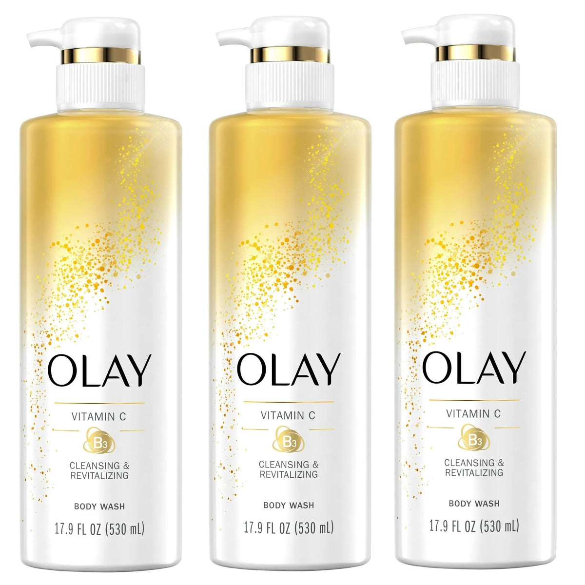 Olay Body Wash with Vitamin C and Vitamin B3, Cleansing & Revitalizing, 17.9 FL Oz (530mL) (3) Beauty & Personal Care Olay