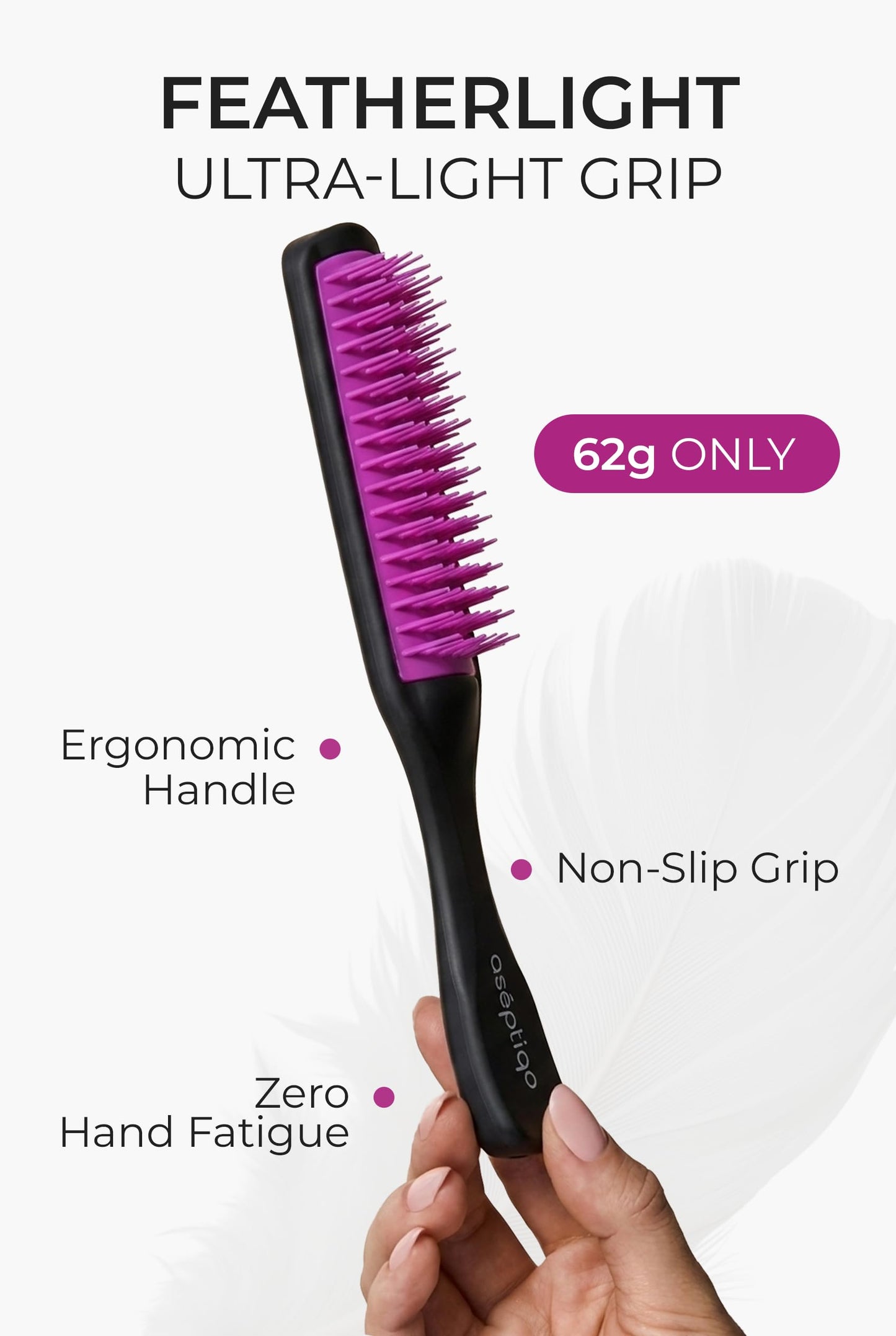 Aséptiqo Brush - Premium Detangling Hair Brush, Compact & Easy to Clean Multi Purpose HairBrush for Women, Men, Kids - Ideal for Straight to Wavy Beauty & Personal Care Aséptiqo