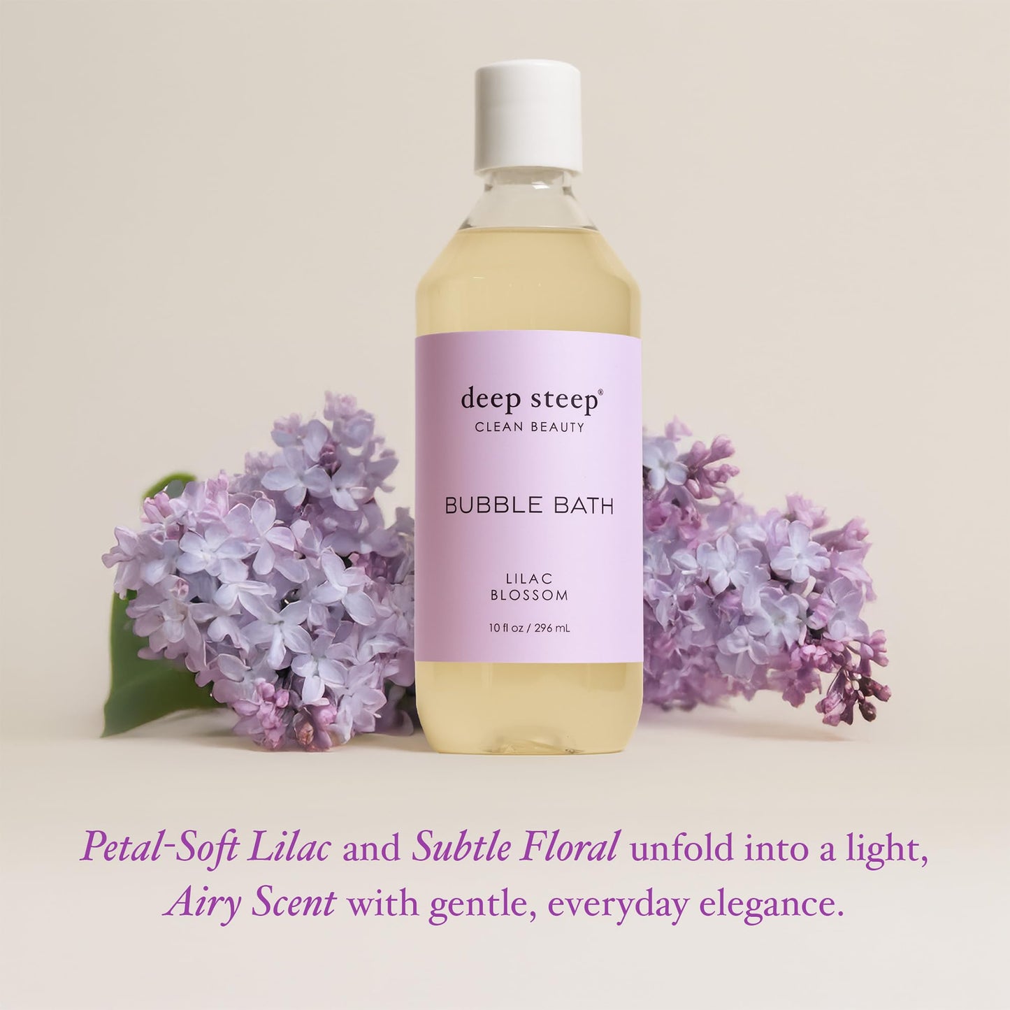 Deep Steep Bubble Bath, Lilac Blossom, 10 oz - Soothing Soak with Shea Butter, Argan Oil, Aloe Vera & Coconut Oil - Vegan, Sulfate-Free, PH-Balanced Beauty and Personal Care Deep Steep