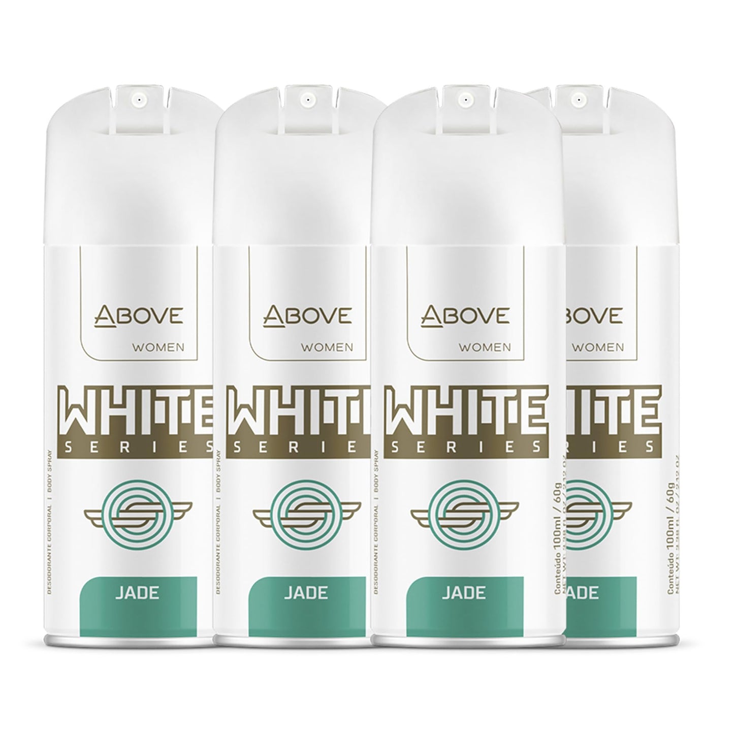 ABOVE White Series Body Spray, Jade, 4 pcs - Deodorant Spray - Masks Perspiration Odors - Long-Lasting Dry Spray - Paraben-Free - Cruelty-Free 2.12 oz Beauty and Personal Care ABOVE