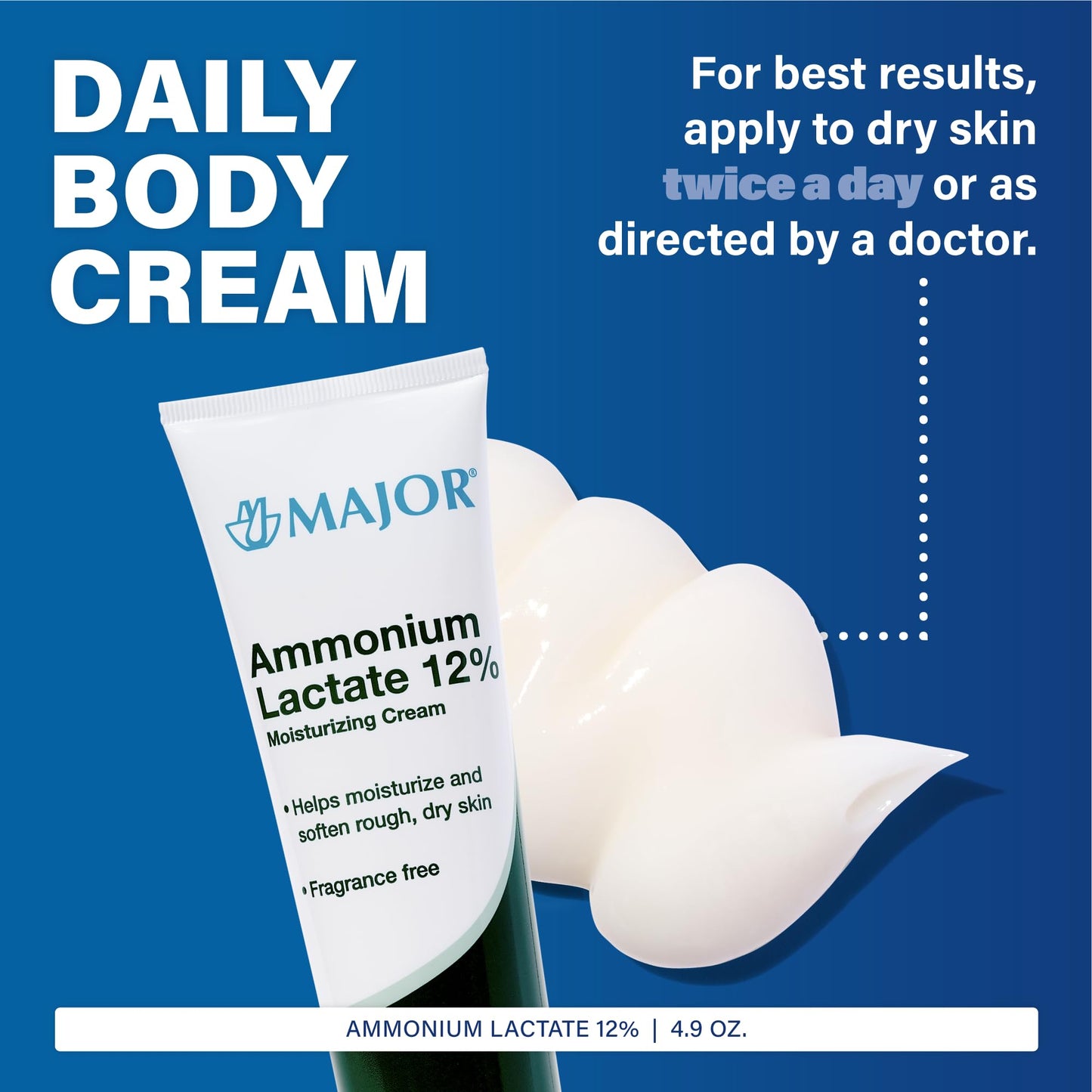 Major Ammonium Lactate 12% Moisturizing Cream - Lactic Acid Cream - Helps Hydrate, Soften, and Exfoliate Rough, Dry Skin - Fragrance-Free - 4.9 Oz. (1 Beauty & Personal Care MAJOR