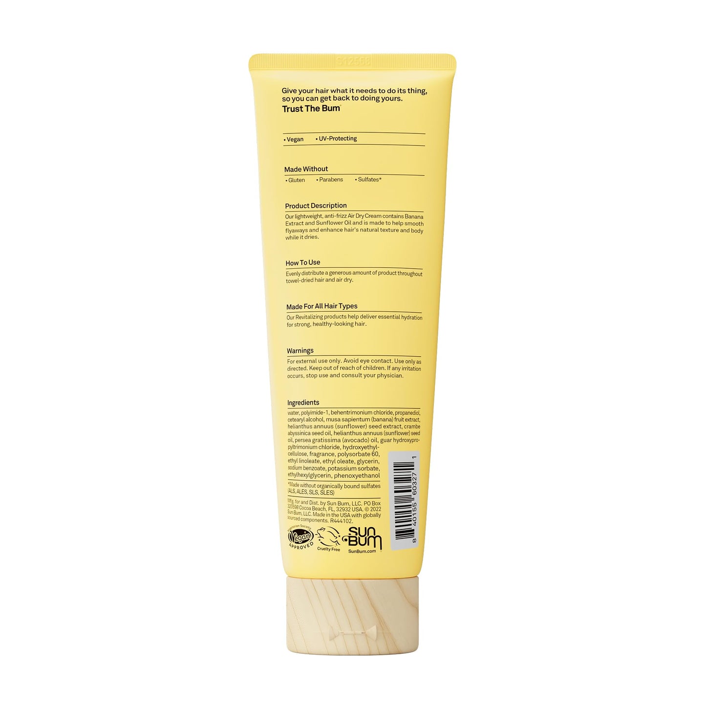 Sun Bum Revitalizing Air Dry Cream - Anti Frizz Styling Cream with Banana Extract and Sunflower Oil - Vegan - Without Parabens - UV Protecting - Helps Beauty & Personal Care Sun Bum