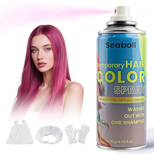 Pink Hair Spray, Seaboll Temporary Hair Color Spray for Kids Women Men-4.06 oz- Safe Non Sticky Washable One Day Hair Dye Spray,Disposable Accessories Beauty & Personal Care Seaboll