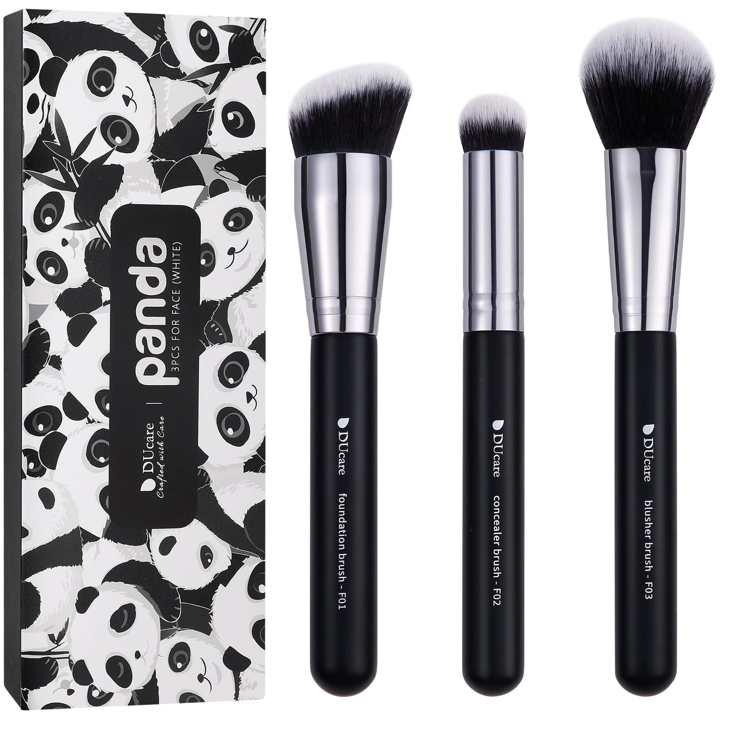 DUcare Makeup Brushes 3Pcs Foundation Contour Bronzer Brush,Concealer Brush,Blusher Powder Brush, Face Kabuki Travel Buffing Stippling Liquid Blending Beauty & Personal Care DUcare