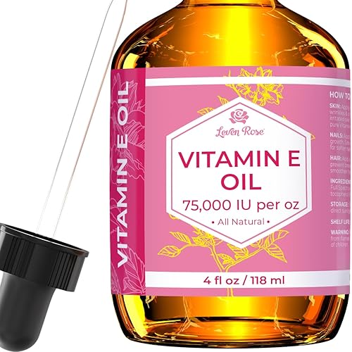 Vitamin E Oil by Leven Rose 75,000 IU per oz 100% Natural, Organic, Pure Vitamin E Oil for Skin, Face, Hair, Nails, and Scars, 4 oz Beauty & Personal Care Leven Rose