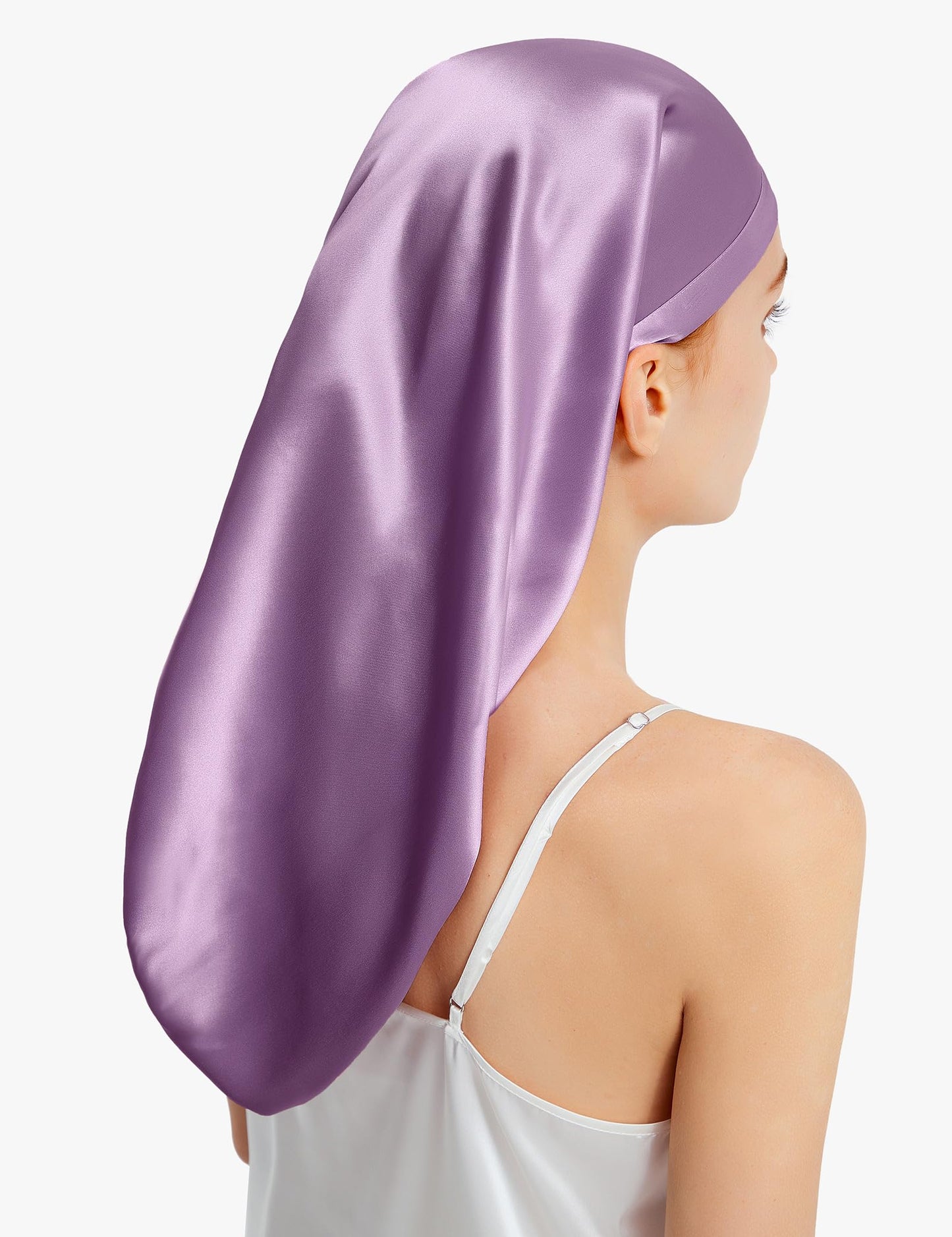 LilySilk 100% Silk Bonnet Mulberry 19 Momme Silk Sleep Cap Long for Curly Hair Night Cap for Sleeping, Silk Hair Wrap for Women Lavender Beauty and Personal Care LilySilk