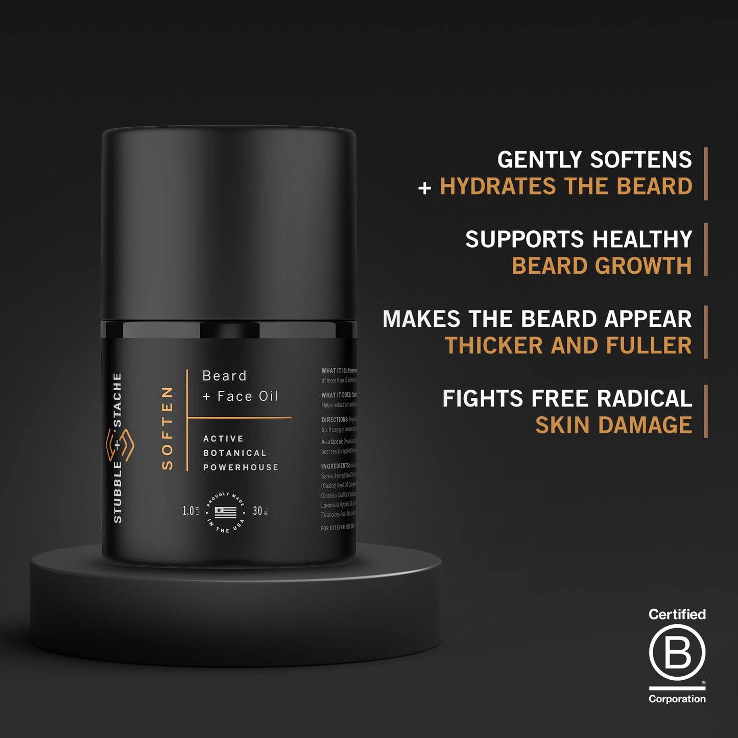stubble & stache Hydrating Beard Oil for Men - Dual-Use Face & Beard Moisturizer & Conditioner with Baobab, Jojoba & Argan - Softens Hair, Stops Itch Beauty & Personal Care stubble & stache