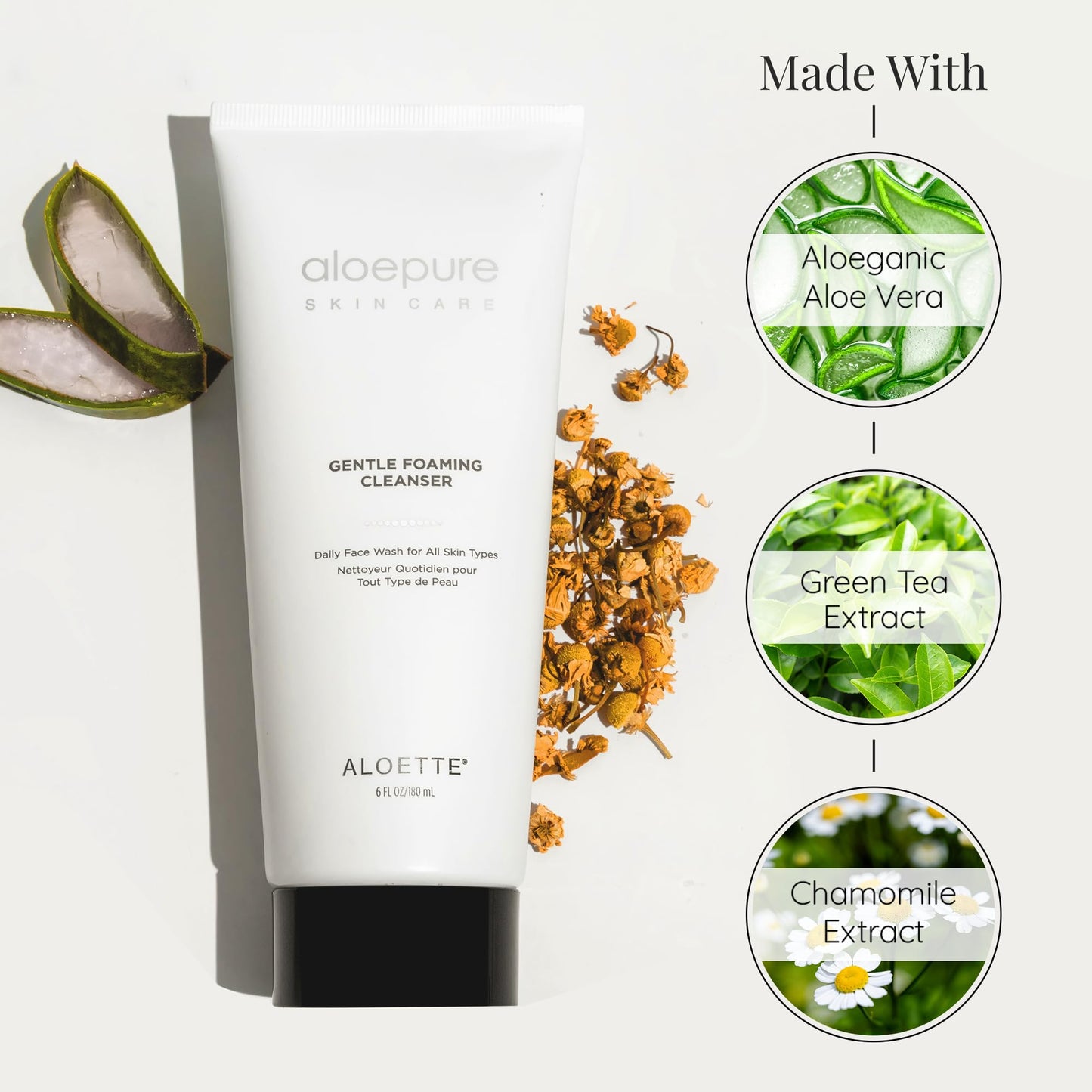 Aloette Gentle Foaming Facial Cleanser - Moisturizing Face Wash for Women & Men - Facewash Skin Cleanser Rejuvenates & Replenishes Natural Moisture Beauty & Personal Care Aloette