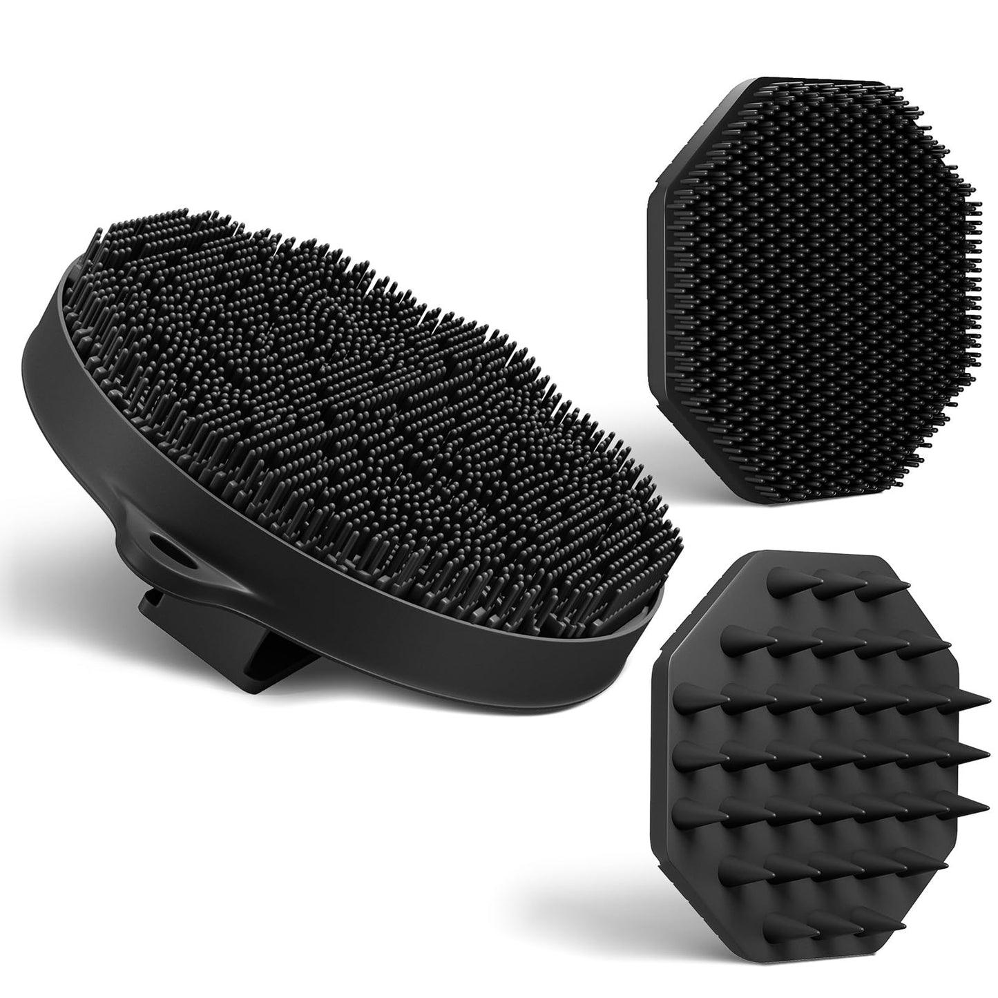 3 Soft Silicone Scrubbers - Body Exfoliating Brush Skin Massage Shower Scrubber Body Buffer, with Super Soft Handheld Facial Cleansing Brush, Beauty and Personal Care kullder