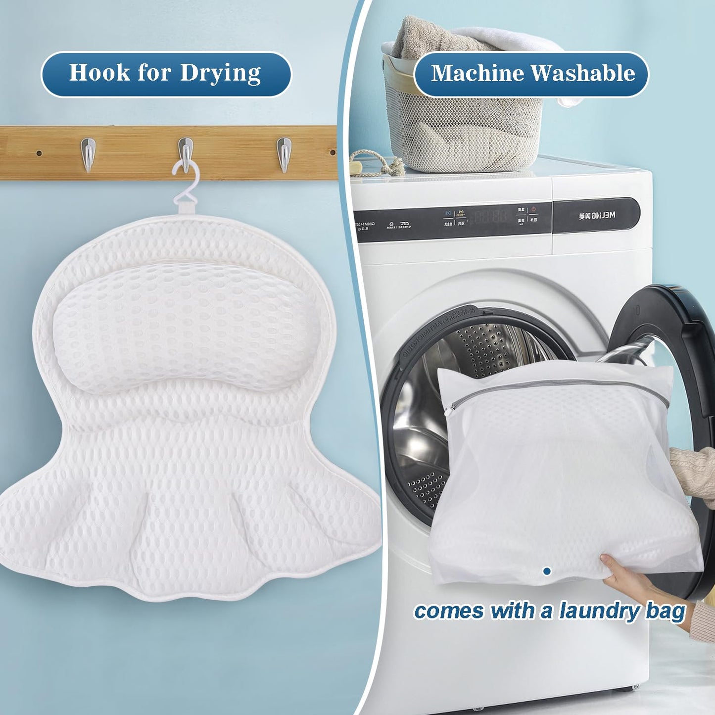 Bath Pillow Luxury Bathtub Pillow - Bath Pillows for Tub Neck and Back Support, Ergonomic Tub Pillow for Bath with 4D Air Mesh + 6 Strong Suction Beauty and Personal Care Aleponna