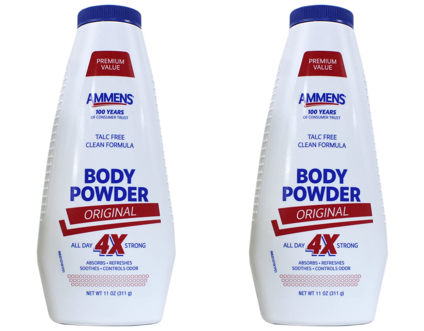 Ammens Body Powder Original - Talc-Free Clean Formula, All-Day 4X Strong Protection, 11 oz (Pack of 2) Beauty and Personal Care AMMENS