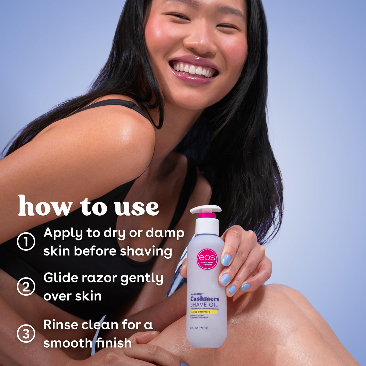 eos Cashmere Shave Oil - Vanilla Cashmere, Moisturizing Shave Oil with Shea Butter & Glycerin, Helps Prevents Irritation & Razor Burn, Vegan, 6 fl oz Beauty & Personal Care eos