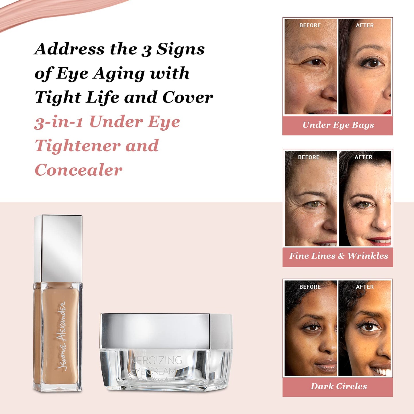 Jerome Alexander JA Basic TLC 3-in-1 Undereye Tightener & Concealer - Conceals Dark Circles, Reduces Under Eye Bags, and Minimizes the Appearance Beauty & Personal Care Jerome Alexander