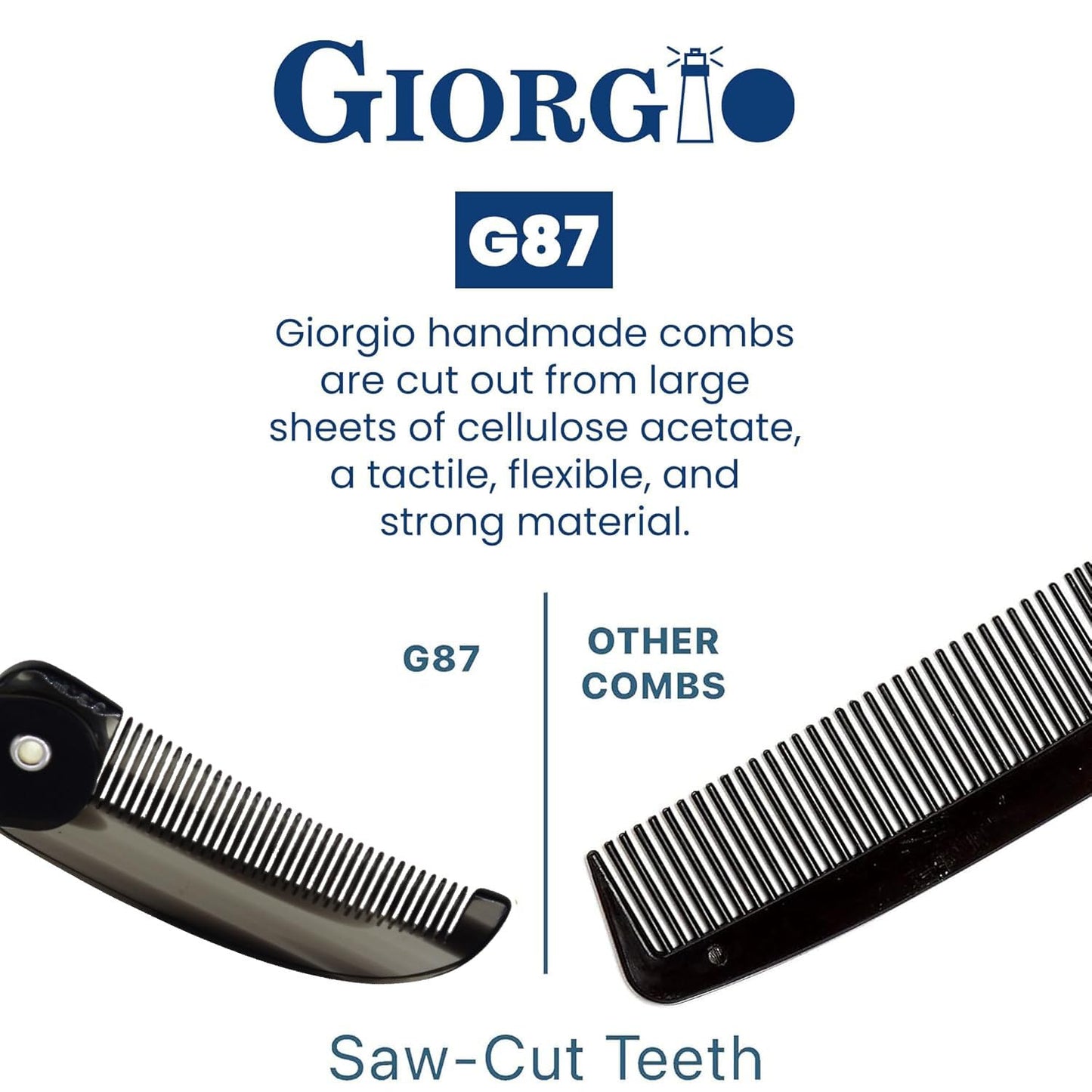 Giorgio G87 Folding Mustache and Beard Comb, Small Pocket Comb for Men,Fine Tooth,Handmade, Saw-cut, Hand Polished,Pocket Styling Combs for Everyday Beauty and Personal Care GIORGIO