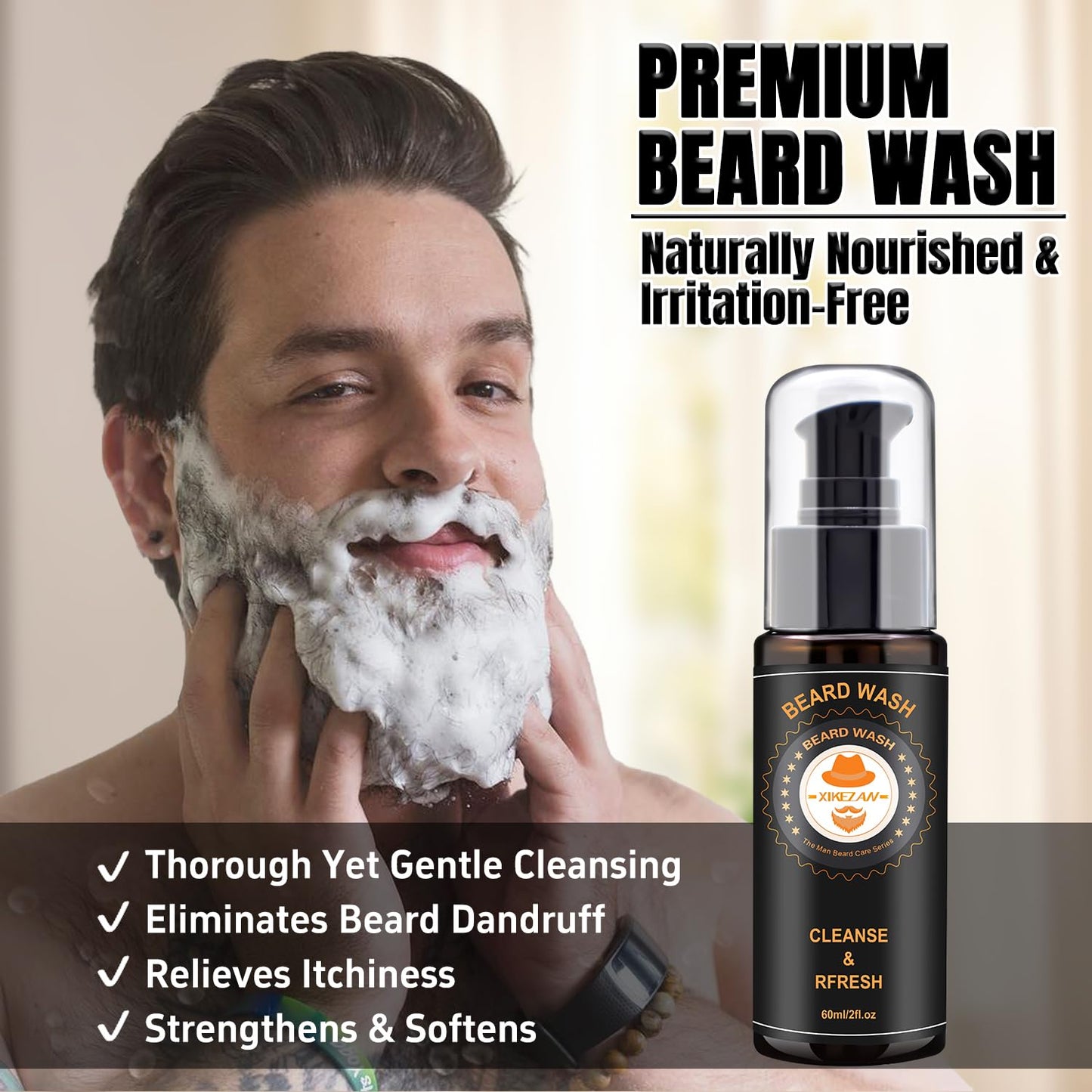 XIKEZAN Beard Kit for Men Care w/Beard Conditioner, Wash, Oil, Balm, Brush, Comb,Birthday Fathers Valentines Gifts for Men Him Dad Husband Boyfriend Beauty & Personal Care XIKEZAN