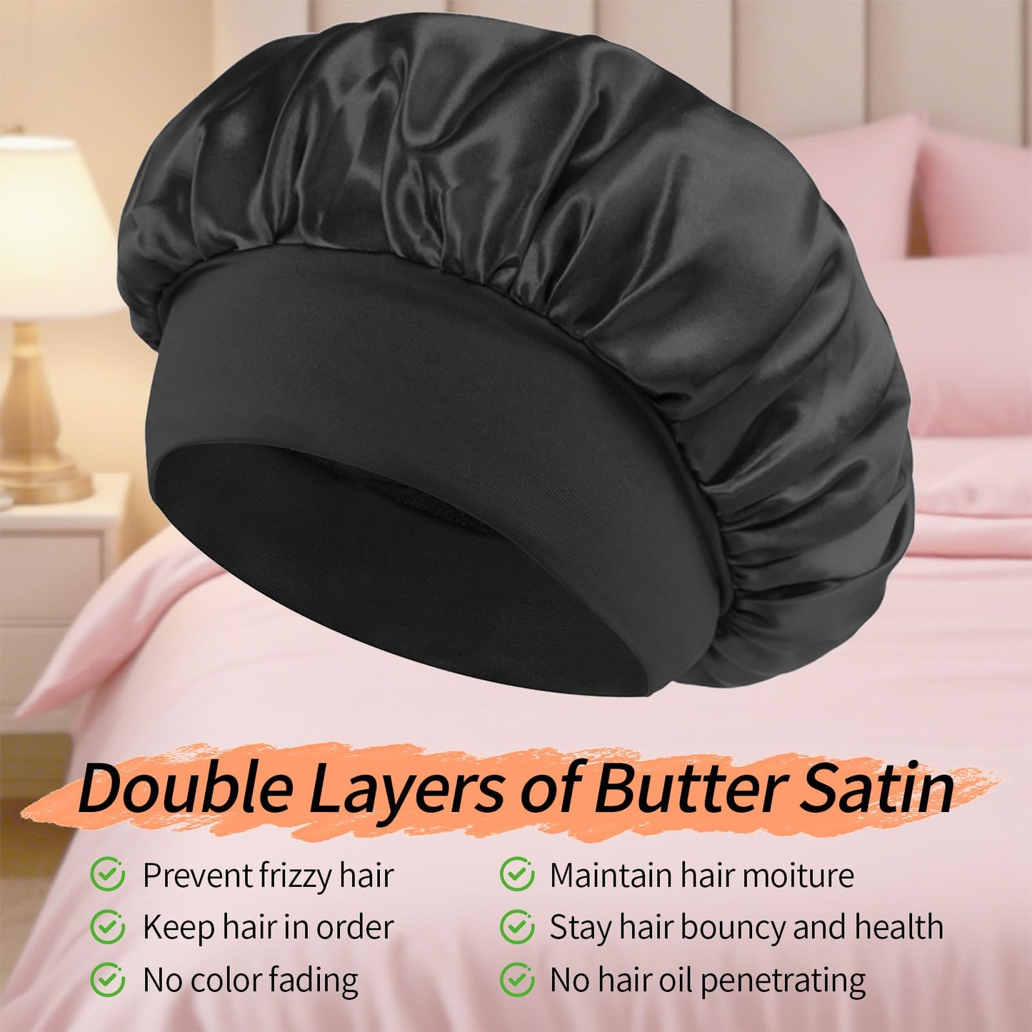 Satin Bonnet for Women 5 Pack Mixed Colors - Adjustable No-Slip 30cm Sleep Caps for Curly Hair, Breathable Hair Wraps for Sleeping, Shower, Beauty Beauty and Personal Care genbabo