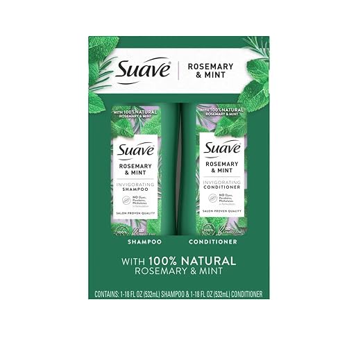 Suave Rosemary and Mint, 100% natural, Invigorating Shampoo and Conditioner Set, 18 oz 2 Pack Beauty & Personal Care Suave