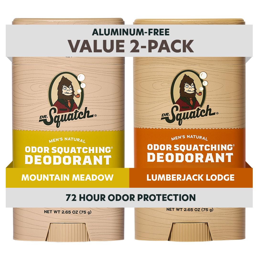 Dr. Squatch Natural Men’s Deodorant - Aluminum Free Natural Deodorant Men with Charcoal & Postbiotics for 72-Hour Odor Protection - Fresh Falls Beauty and Personal Care Dr. Squatch