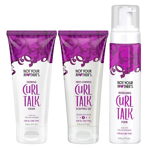 Not Your Mother's Curl Talk Frizz Control Sculpting Gel, Defining Cream, and Refreshing Curl Foam (3-Pack) - 6 fl oz - Formulated with Rice Curl Beauty & Personal Care Not Your Mother's