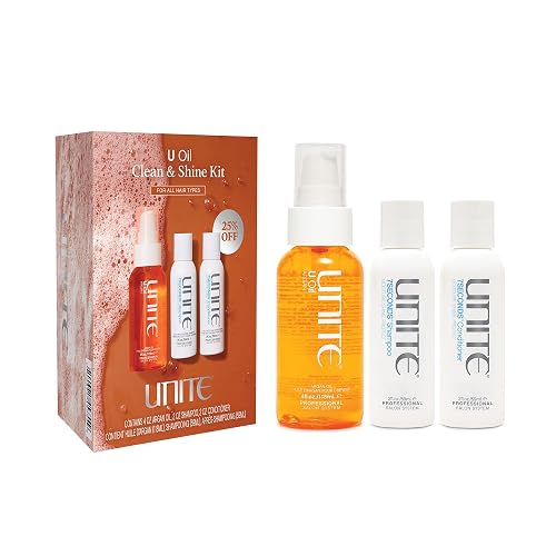UNITE Hair - 7SECONDS Hydrating Shampoo, Conditioner & Shine Hair U Oil Set - Anti-Frizz, Repairs Dry Damaged Hair - Soft, Smooth & High Shine, Color Beauty & Personal Care UNITE