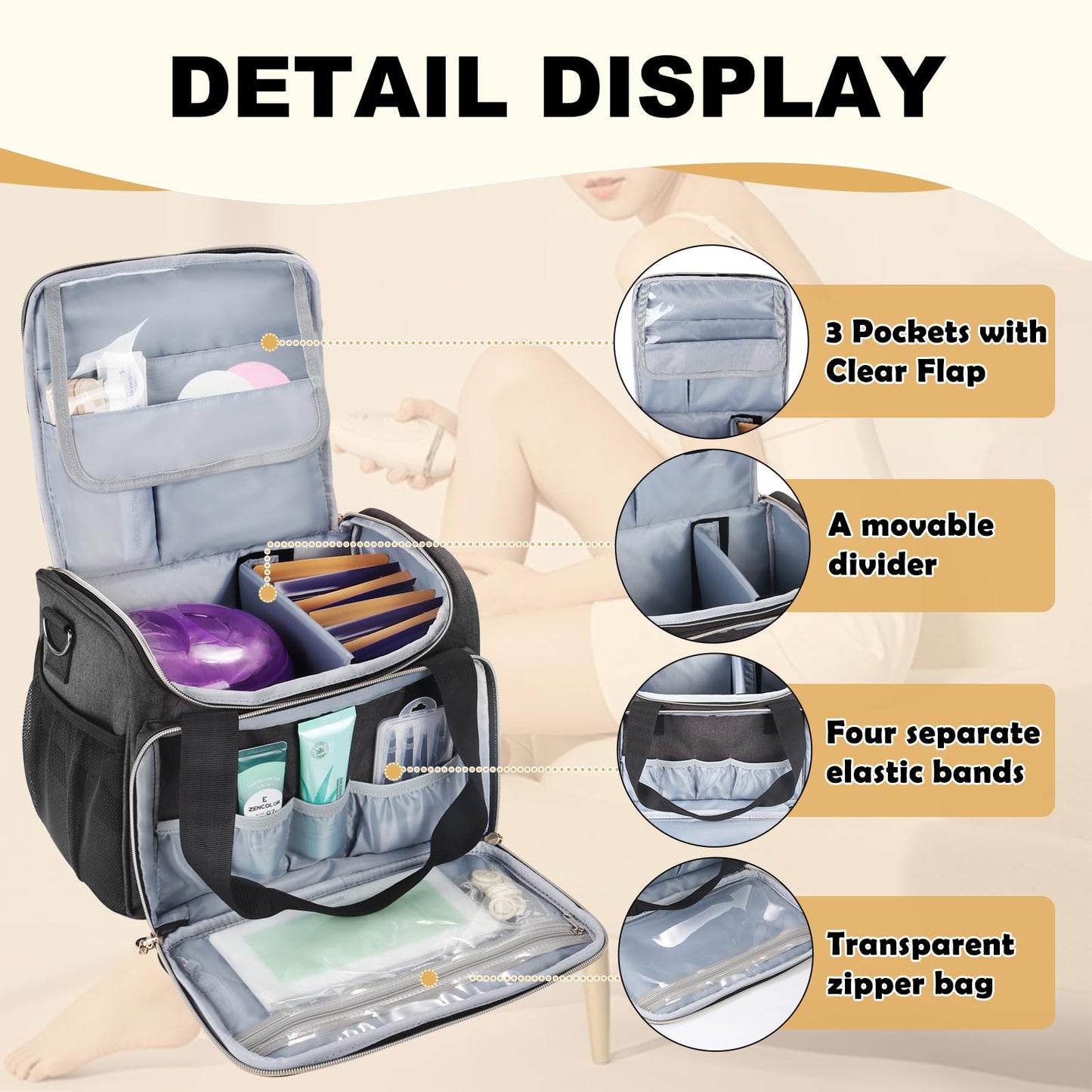 POCDUORG Universal Waxing Kit Carry Bag Compatible with Tress Wellness - Portable Organizer for Wax Warmer, Wax Beans, Pre & After Wax Sprays, Beauty and Personal Care POCDUORG