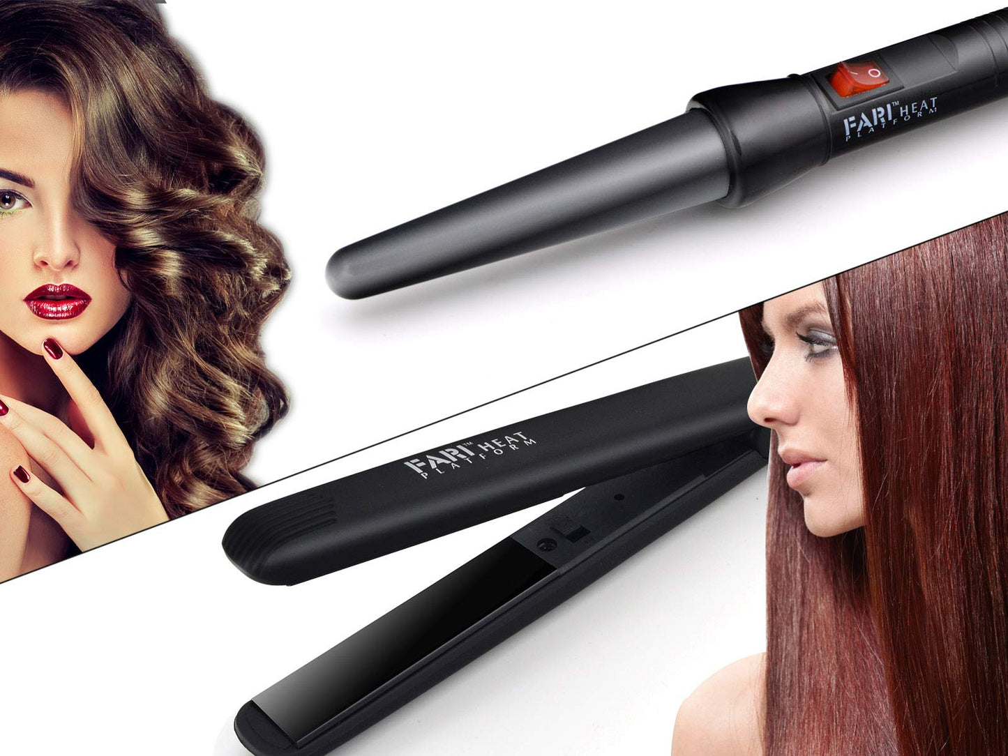 FARI Travel Hair Curling Iron and Mini Flat Iron 2 in 1 Kit, Ceramic Tourmaline Curling Wands and Hair straighteners Set, Heat Resistant Glove Beauty & Personal Care FARI