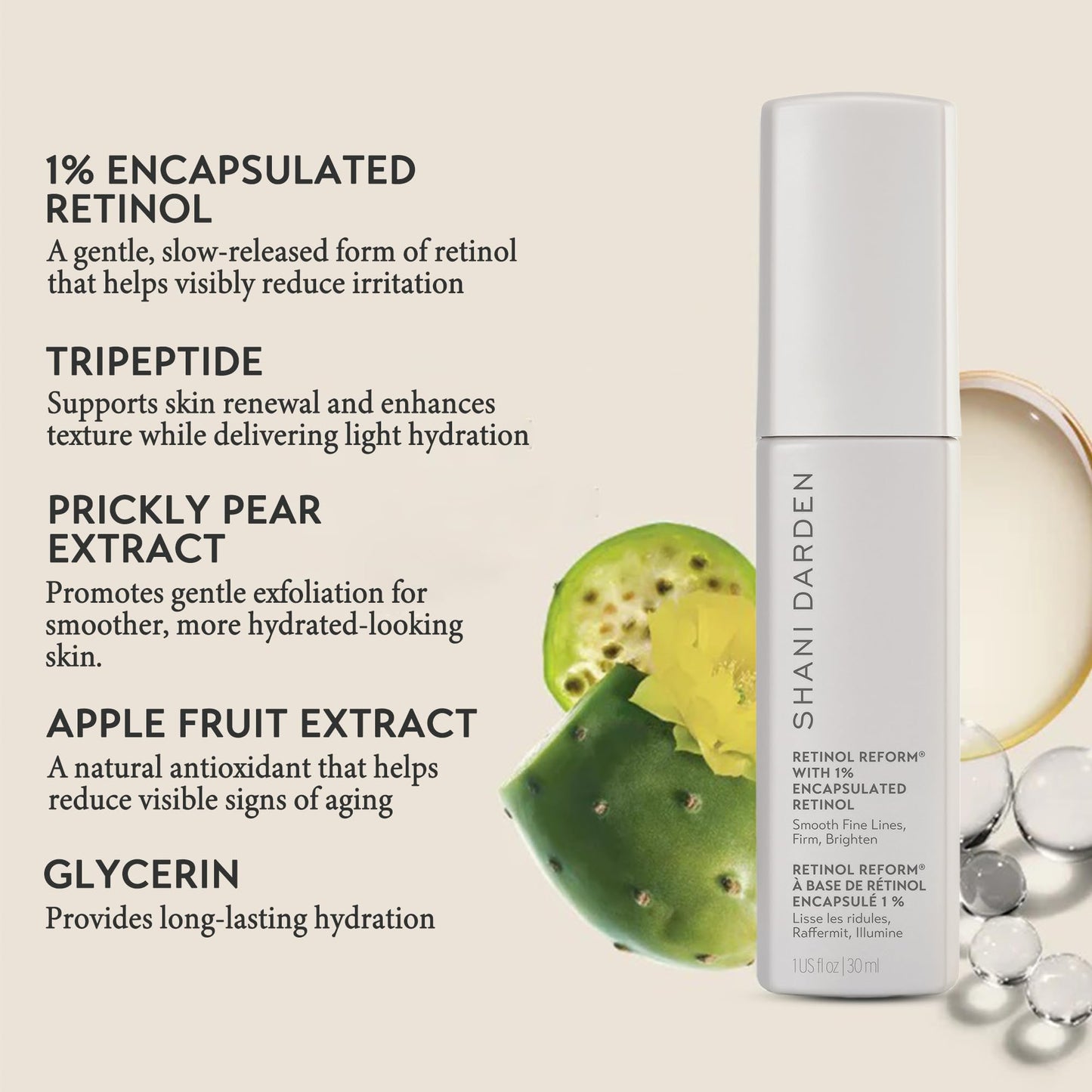 SHANI DARDEN SKIN CARE Retinol Reform with 1% Encapsulated Retinol Serum for Face & Neck, Gentle Slow-Release Face Serum with Tripeptide for Wrinkles Beauty & Personal Care SHANI DARDEN