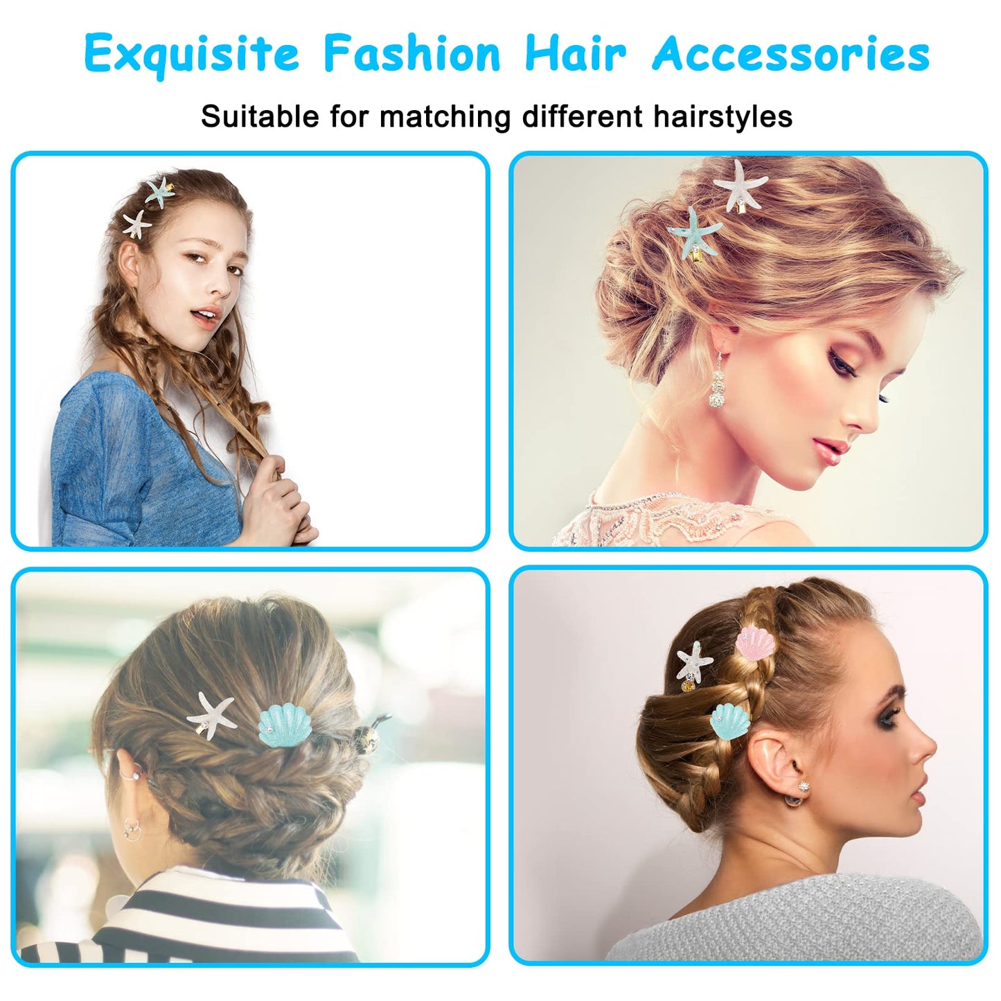 12 Pieces Shell Pearl Starfish Hair Clip Set, Catcan Seashell Hair Clips Starfish Alligator Clips for Women Headwear Styling Tools Accessories Beauty & Personal Care Catcan