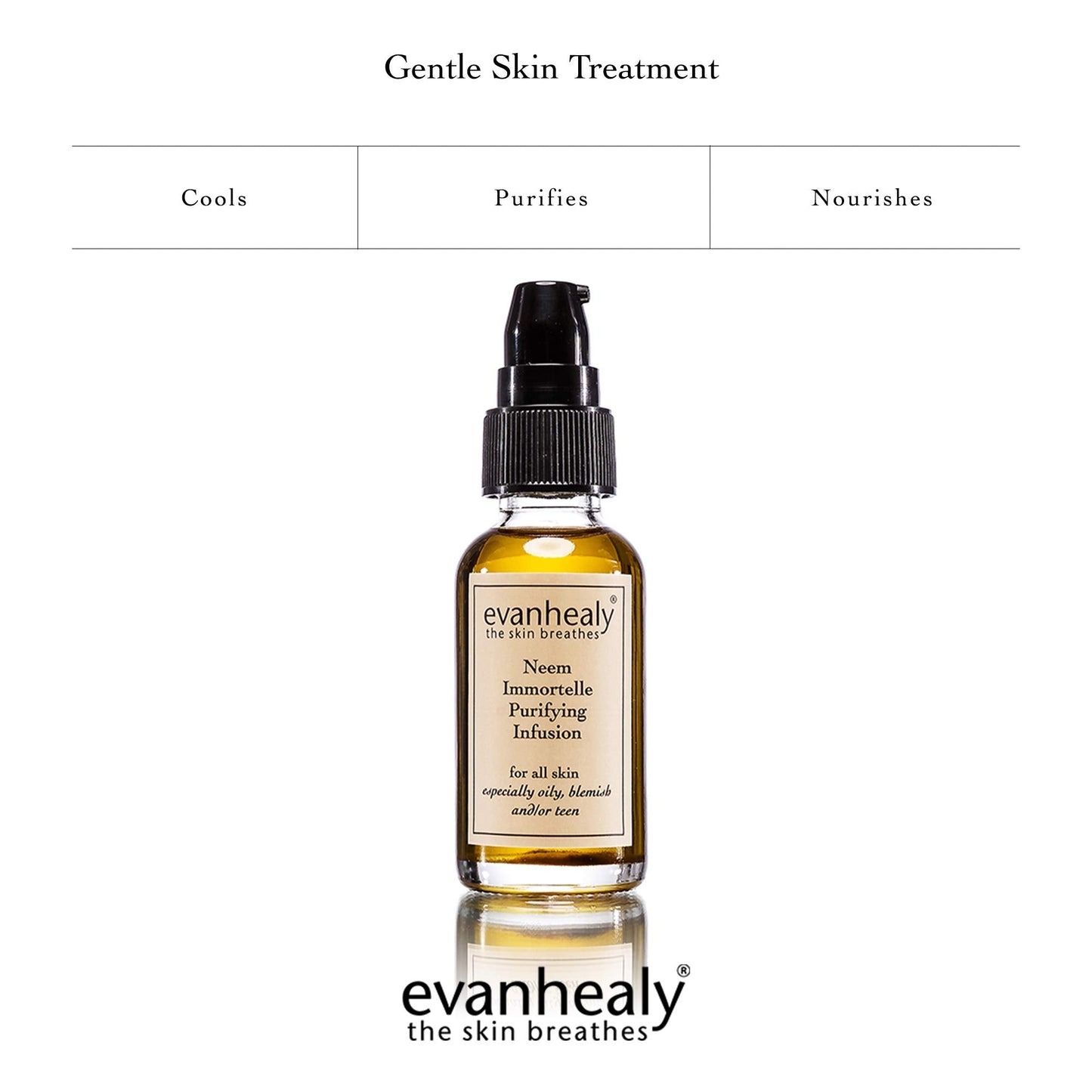 evanhealy Neem Immortelle Purifying Infusion | Facial Oil Serum & Cleanser for Congested & Sensitive Skin | Pore Minimizer Serum for Face | Balancing Beauty & Personal Care evanhealy