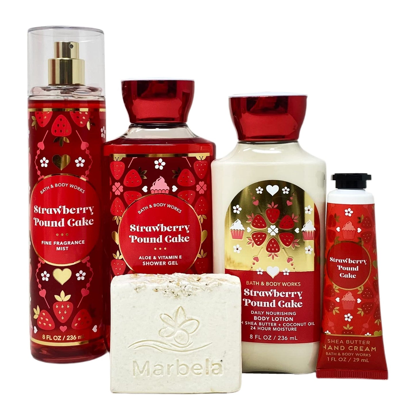 Bath & Body Works Strawberry Pound Cake Deluxe Gift Bag Set - Fragrance Mist - Shower Gel - Body Lotion - Hand Cream - with a Himalayan Salts Springs Beauty and Personal Care Bath & Body Works