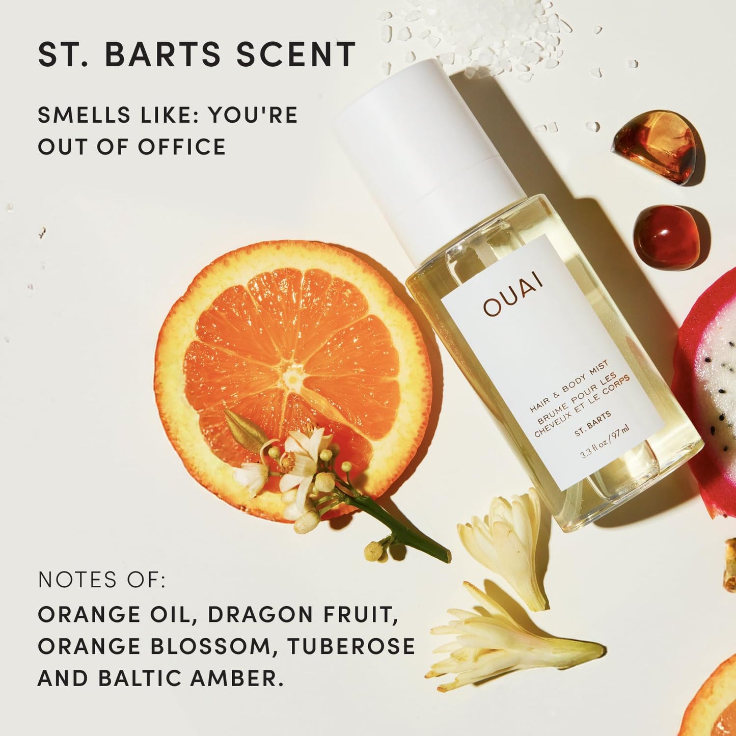 OUAI St. Barts Hair and Body Mist - Tropical-Scented Hair Perfume and Body Spray - Notes of Dragonfruit, Orange Blossom, Tuberose & Musk (3.3 Fl Oz) Beauty & Personal Care OUAI