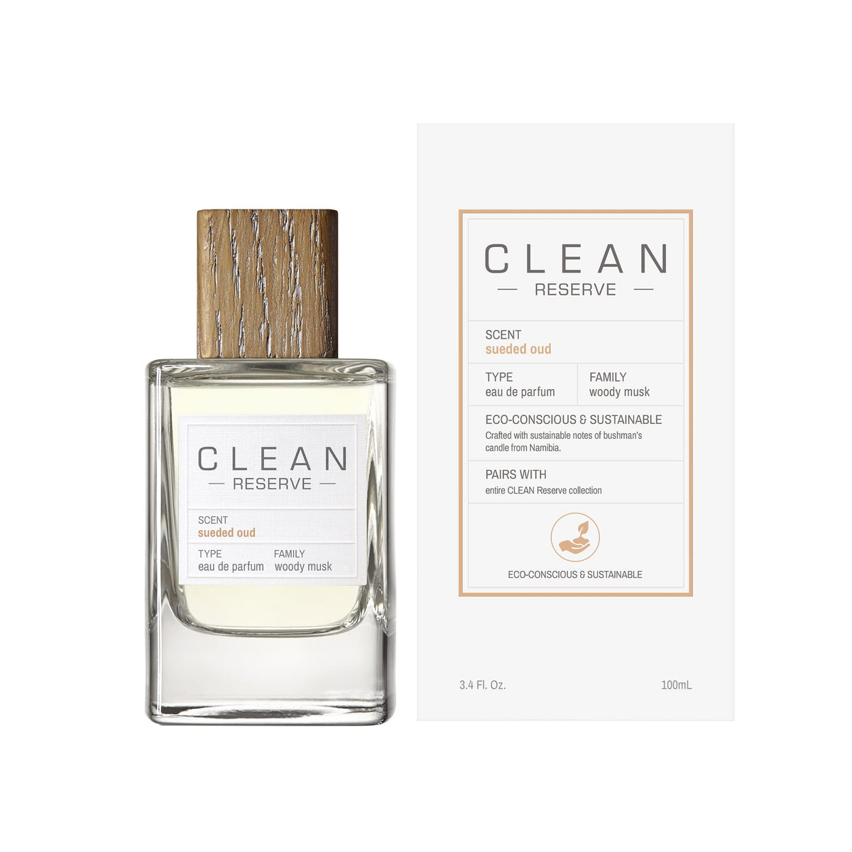 CLEAN RESERVE Sueded Oud Eau de Parfum | Eco-Conscious & Sustainable Spray Fragrance | Vegan, Phthalate-Free, & Paraben-Free | 3.4 Fl Oz/100mL Beauty & Personal Care CLEAN