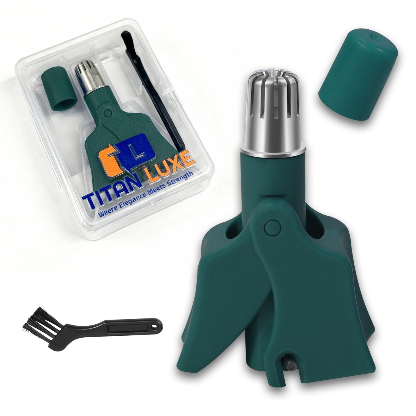 Titan Luxe Stainless Steel Hair Trimmer for Men and Women - Manual Nose and Ear Hair Trimmer - Nose Clippers, 360° Rotating Hair Trimmers - Washable Beauty and Personal Care Titan Luxe