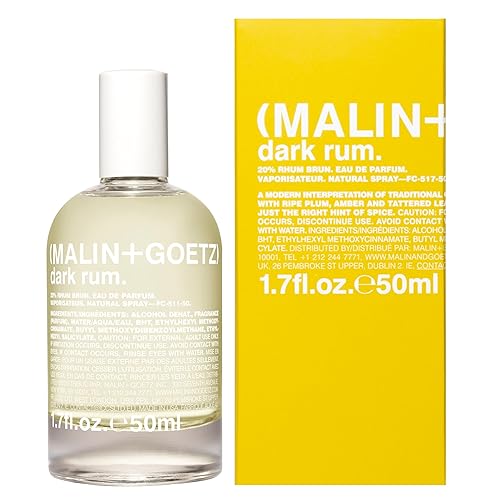 MALIN+GOETZ Dark Rum Eau de Parfum, 1.7 Fl. Oz. | Men & Women's Fragrance | Warm, Spicy Rum with Plum, Leather & Amber | Refreshing & Long-Lasting | Beauty & Personal Care MALIN+GOETZ